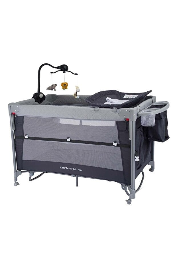Kraft Baby Easy Fold PLUS Anne Yanı Oyun Parkı 70x110 cm Açık Grey