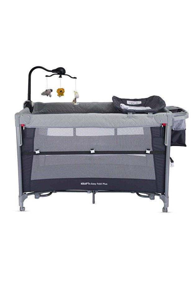 Kraft Baby Easy Fold PLUS Anne Yanı Oyun Parkı 70x110 cm Açık Grey