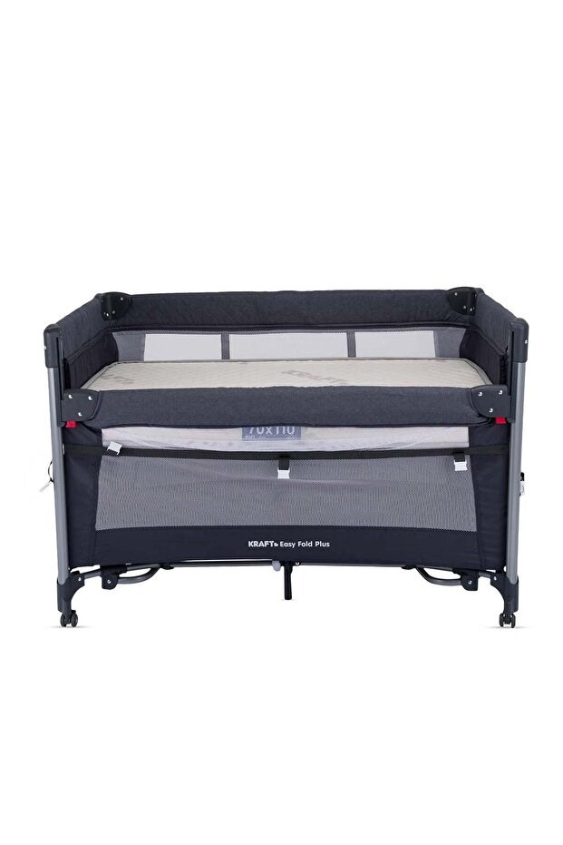 Kraft Baby Easy Fold PLUS Anne Yanı Oyun Parkı 70x110 cm Dark Grey