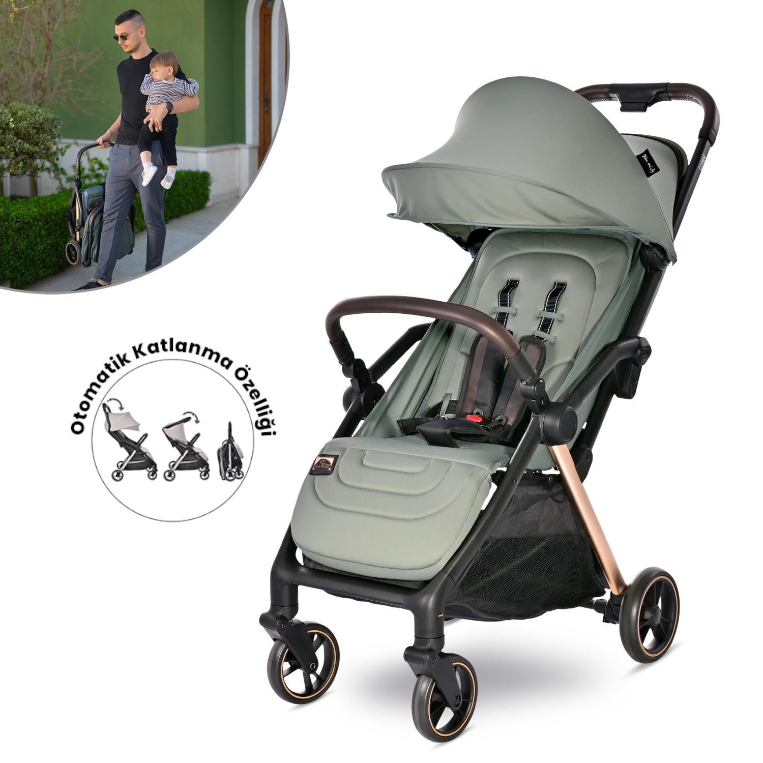 Lorelli Loret Otomatik Katlanan Kabin Boy Bebek Arabası - Green