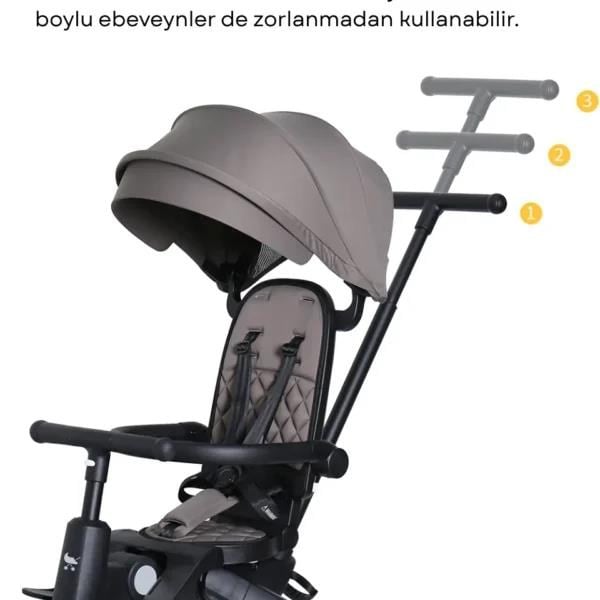 Merkür Bebe 9in1 Hawk Çift Yönlü Katlanabilir Yatabilir Ayak Destekli Üç Tekerlekli Bebek ve Çocuk Bisikleti Yeşil
