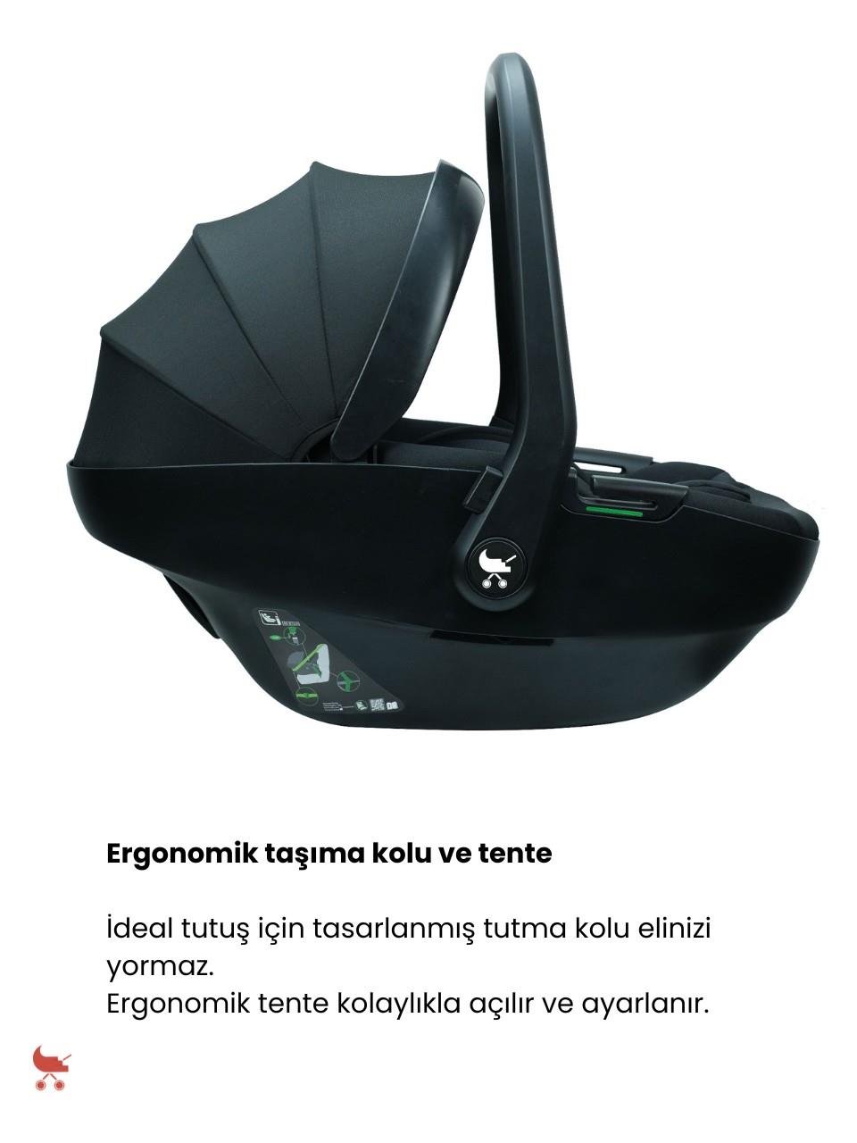 Mima Creo Travel Sistem Bebek Arabası Siyah ( Guardix i-Size Oto Koltuğu Ana Kucağı 0-13 kg Siyah ) Birlikte Set