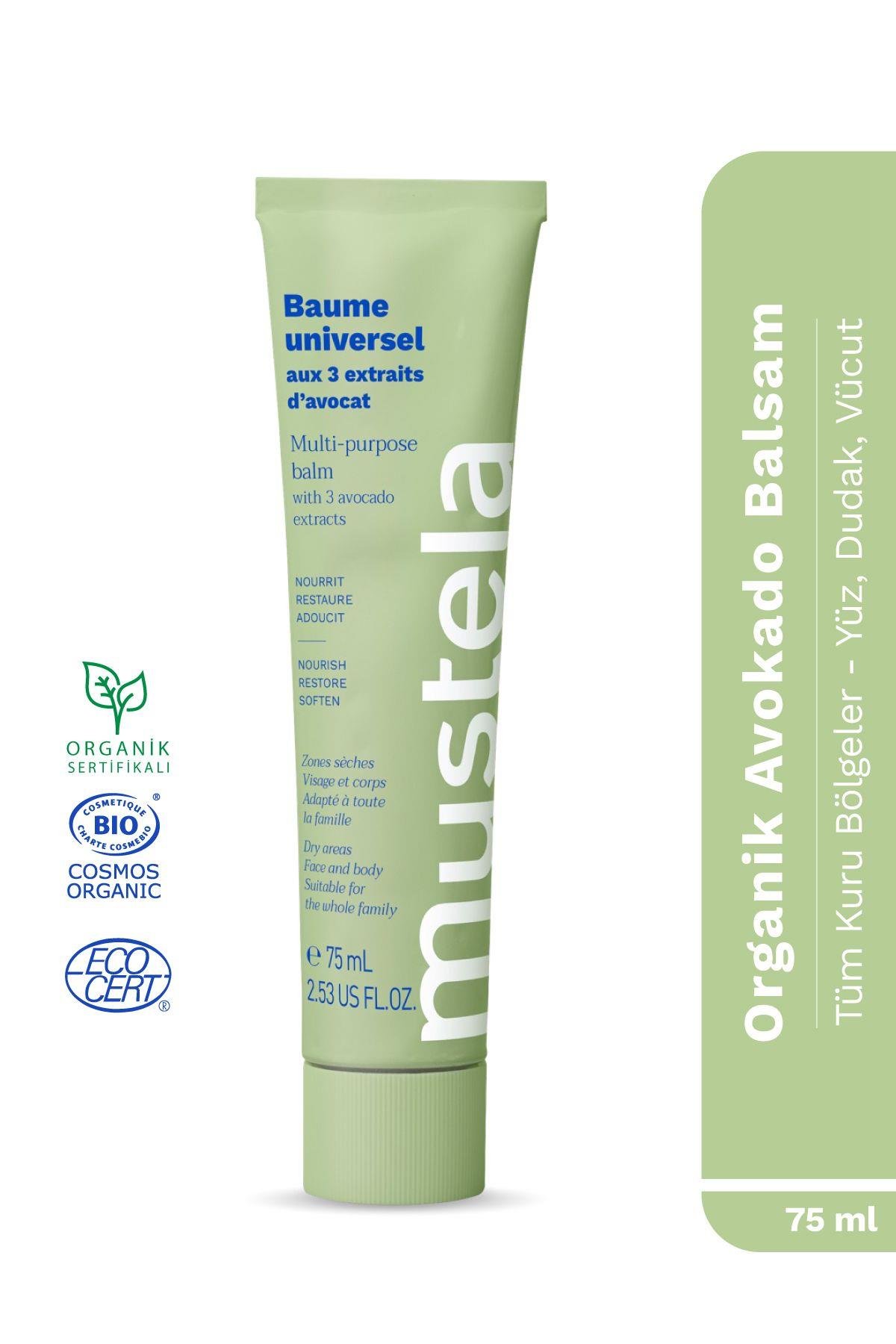 Mustela Organik Sertifikalı 3 Etkili Avokado Balsam Kuru Ciltler Nemlendirici Yüz, El, Dudak 75 ml