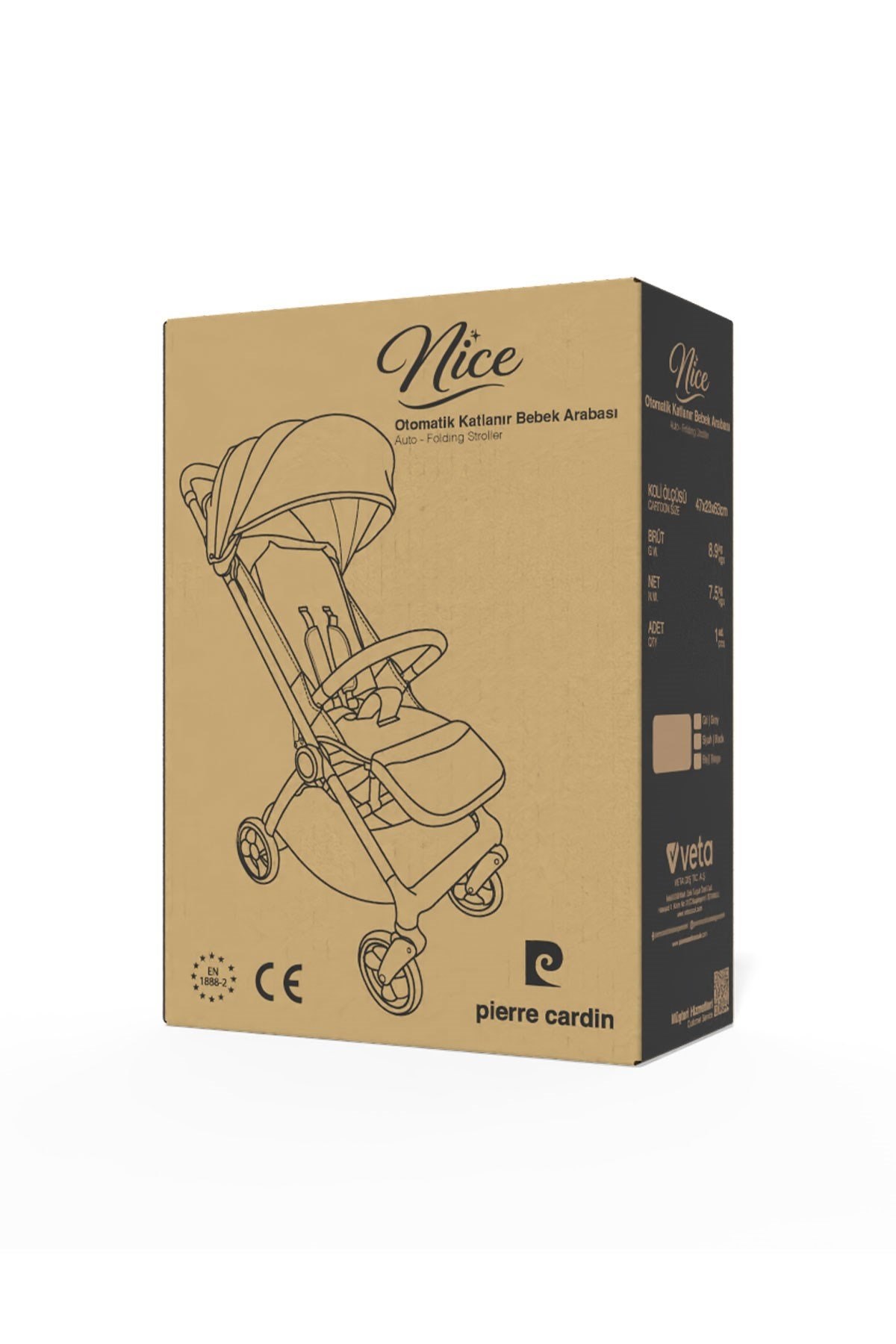 Pierre Cardin Nıce Kabin Boy Bebek Arabası Bej
