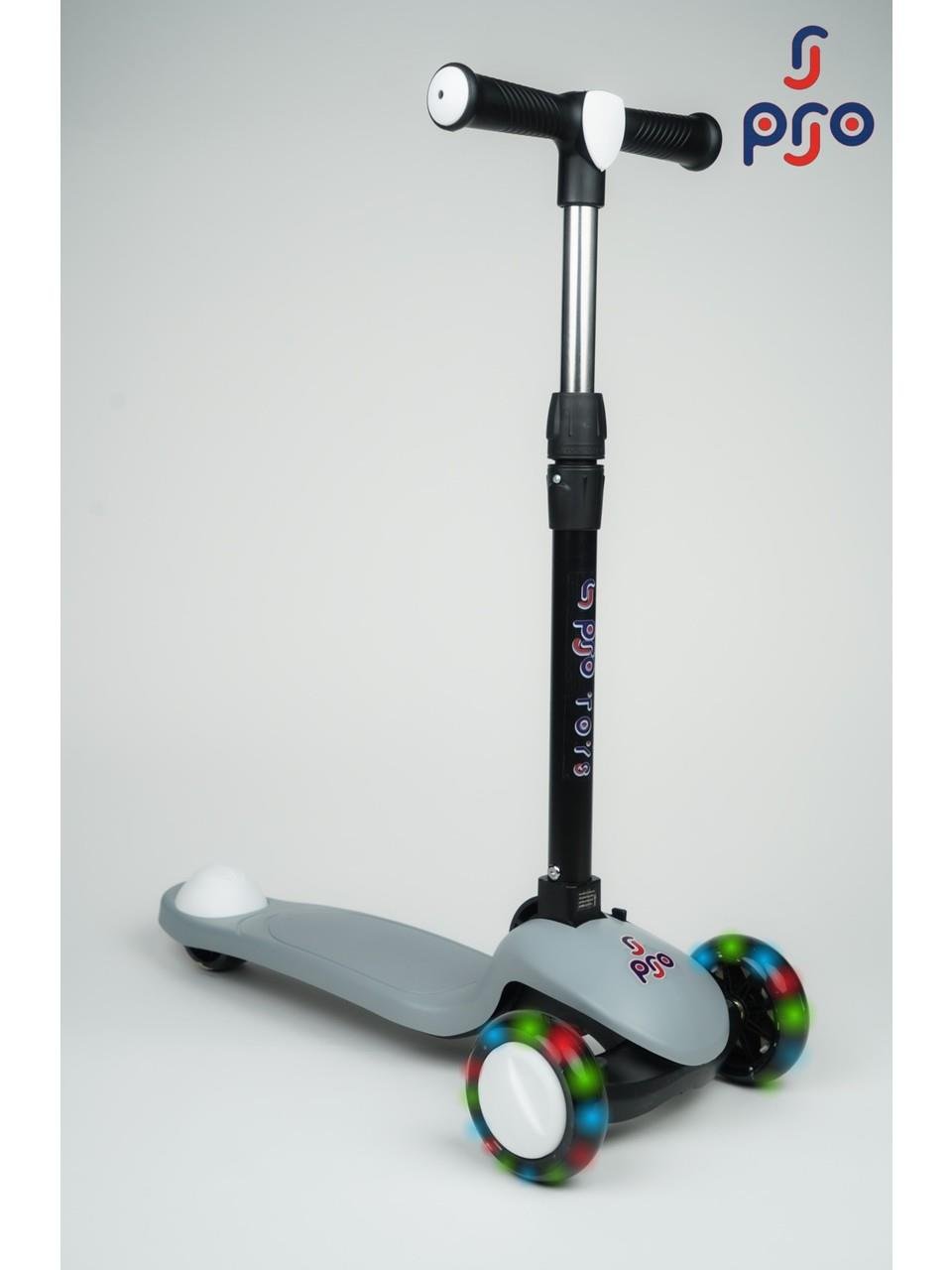 Pro Wheels Katlanır Üç Tekerleki Işıklı Scooter Gri