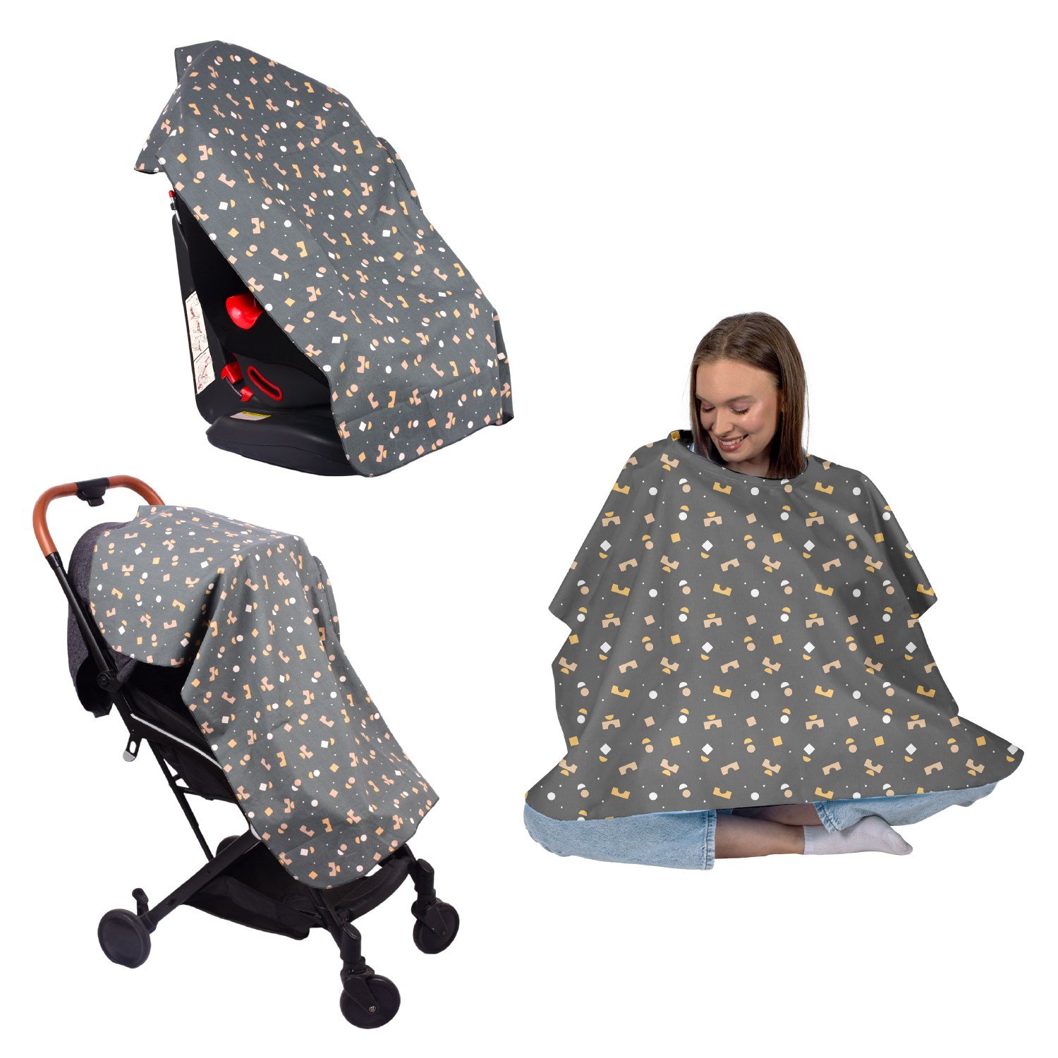 Sevi Bebe Anne Emzirme Örtüsü - Geometrik Desen 6280-216