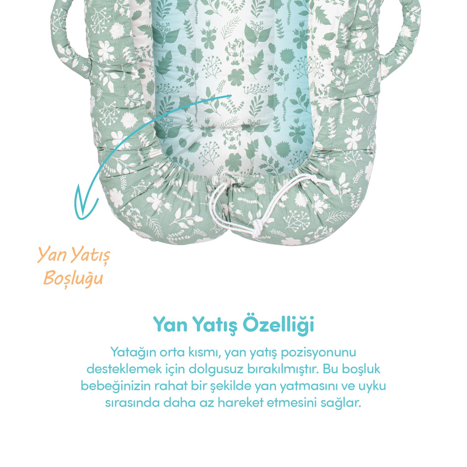 Sevi Bebe Anne Yanı Bebek Reflü Yatağı - Sarmaşık Desen 273-214