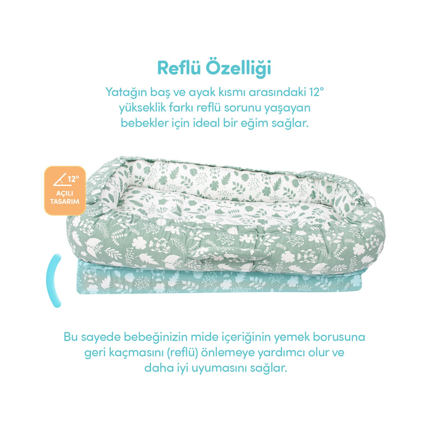 Sevi Bebe Anne Yanı Bebek Reflü Yatağı - Sarmaşık Desen 273-214