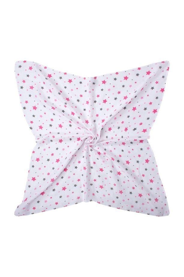 Sevi Bebe Desenli Müslin Battaniye 100X100 Cm - Yıldız Yağmuru Pembe 353-140-2