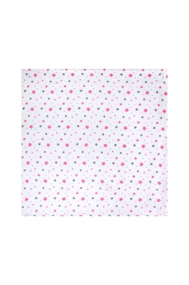 Sevi Bebe Desenli Müslin Battaniye 100X100 Cm - Yıldız Yağmuru Pembe 353-140-2