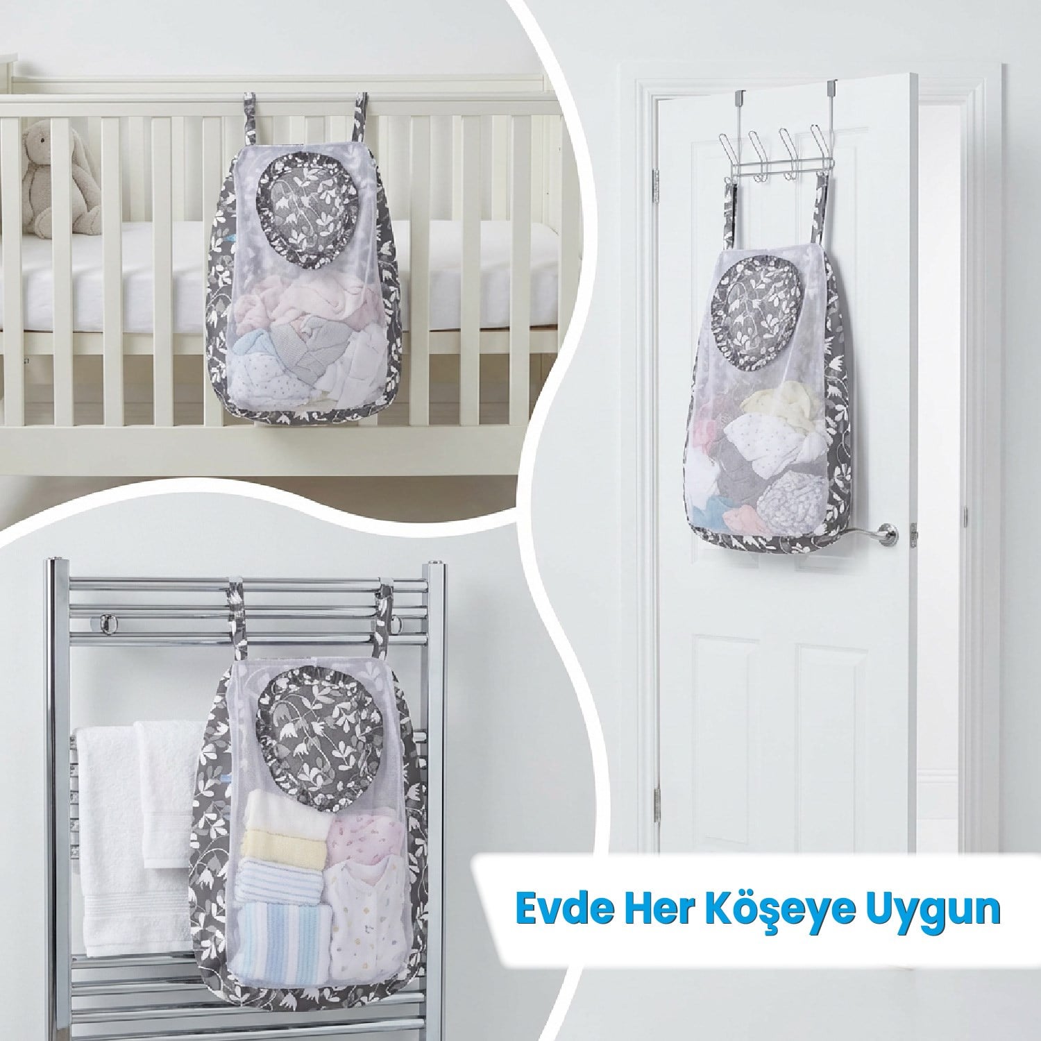 Sevi Bebe Kirli Çamaşır Torbası - Sarmaşık Desen 83-214