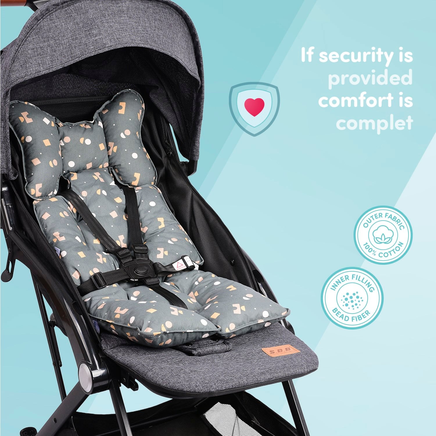 Sevi Bebe Puset ve Oto Koltuğu Minderi - Geometrik Desen 8376-216