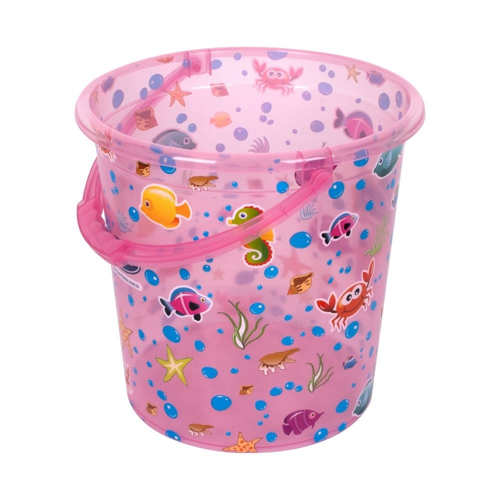 Sevi Bebe Şeffaf Desenli Banyo Kovası 17 lt - Pembe Desenli 100-2