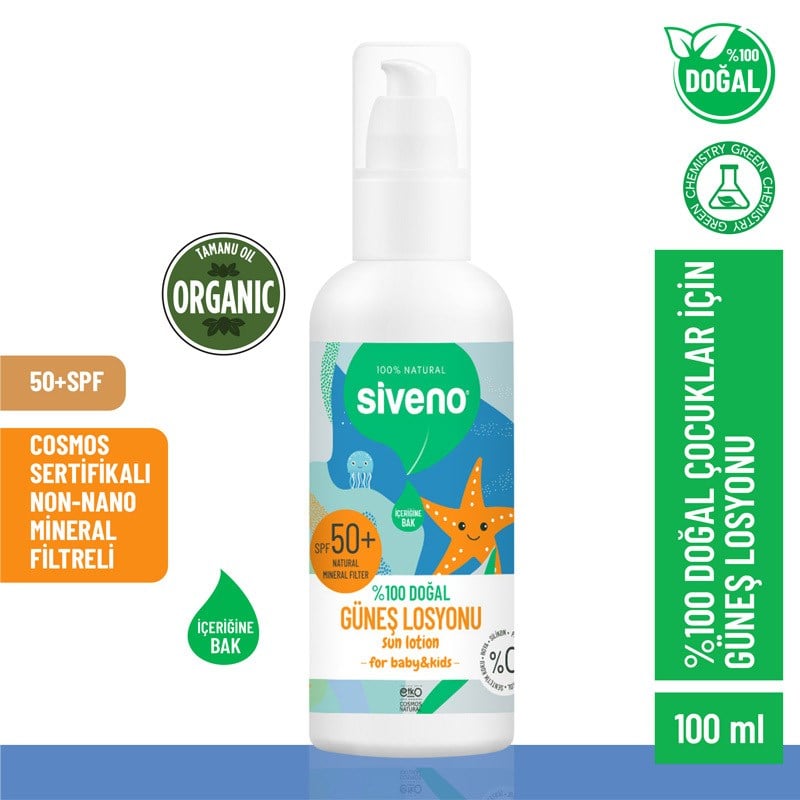 Siveno Bebek ve Çocuklar için %100 Doğal Güneş Losyonu 100 ml