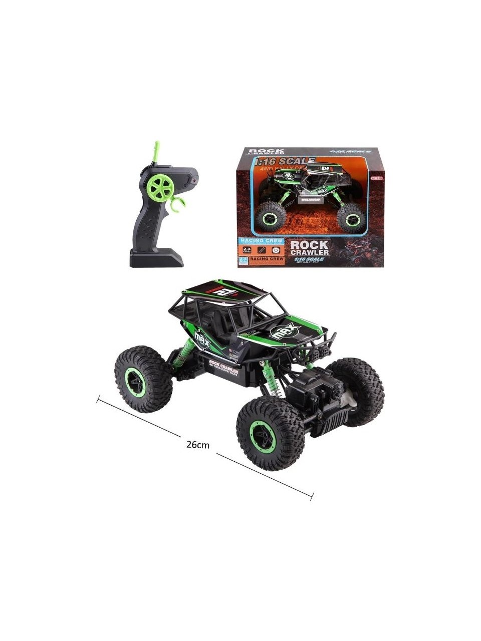 Toysan Oyuncak Rock Grawler 1:16 Ölçek 2.4 Ghz Çekişli Uzaktan Kumandalı Yeşil Buggy Jeep