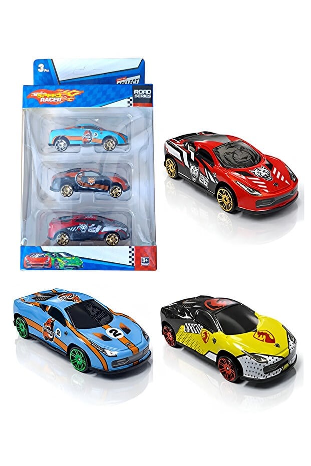 Toysan Toysan 3'lü Speed Racer Metal Araba Toy-23