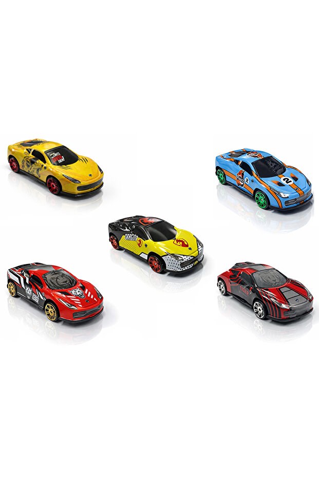 Toysan Toysan Transpower Robo Unıverse Speed Racer Garage Set - 5 Metal Cars Toy-77