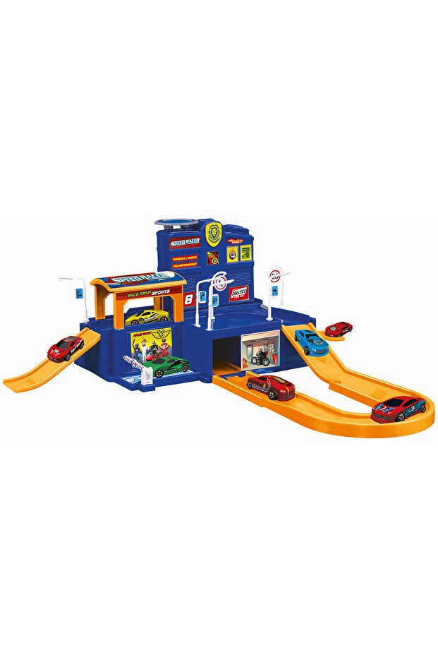 Toysan Toysan Transpower Robo Unıverse Speed Racer Garage Set - 5 Metal Cars Toy-77