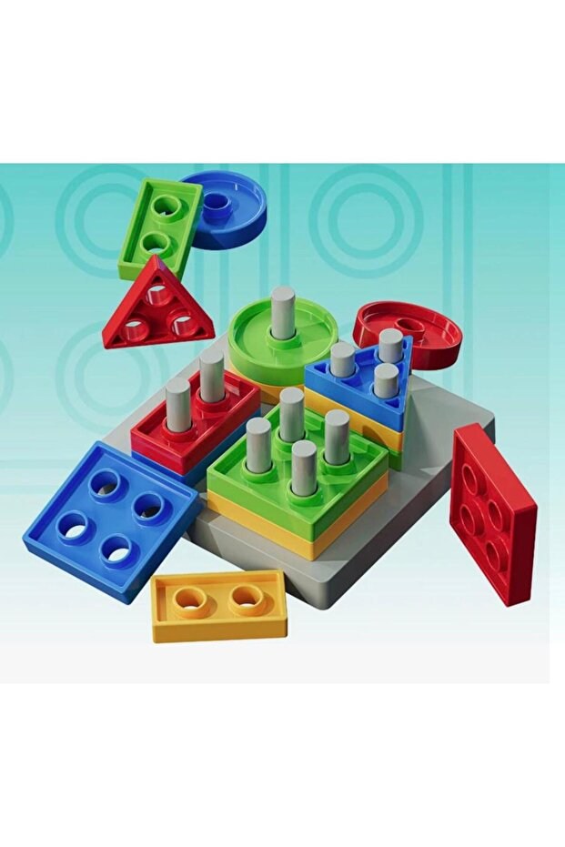 Uj Toys 17 Parça 4 Farklı Renkli Eğlenceli Geometrik Şekilli Zeka Geliştirici Eğitici Bul-Tak Oyun Seti