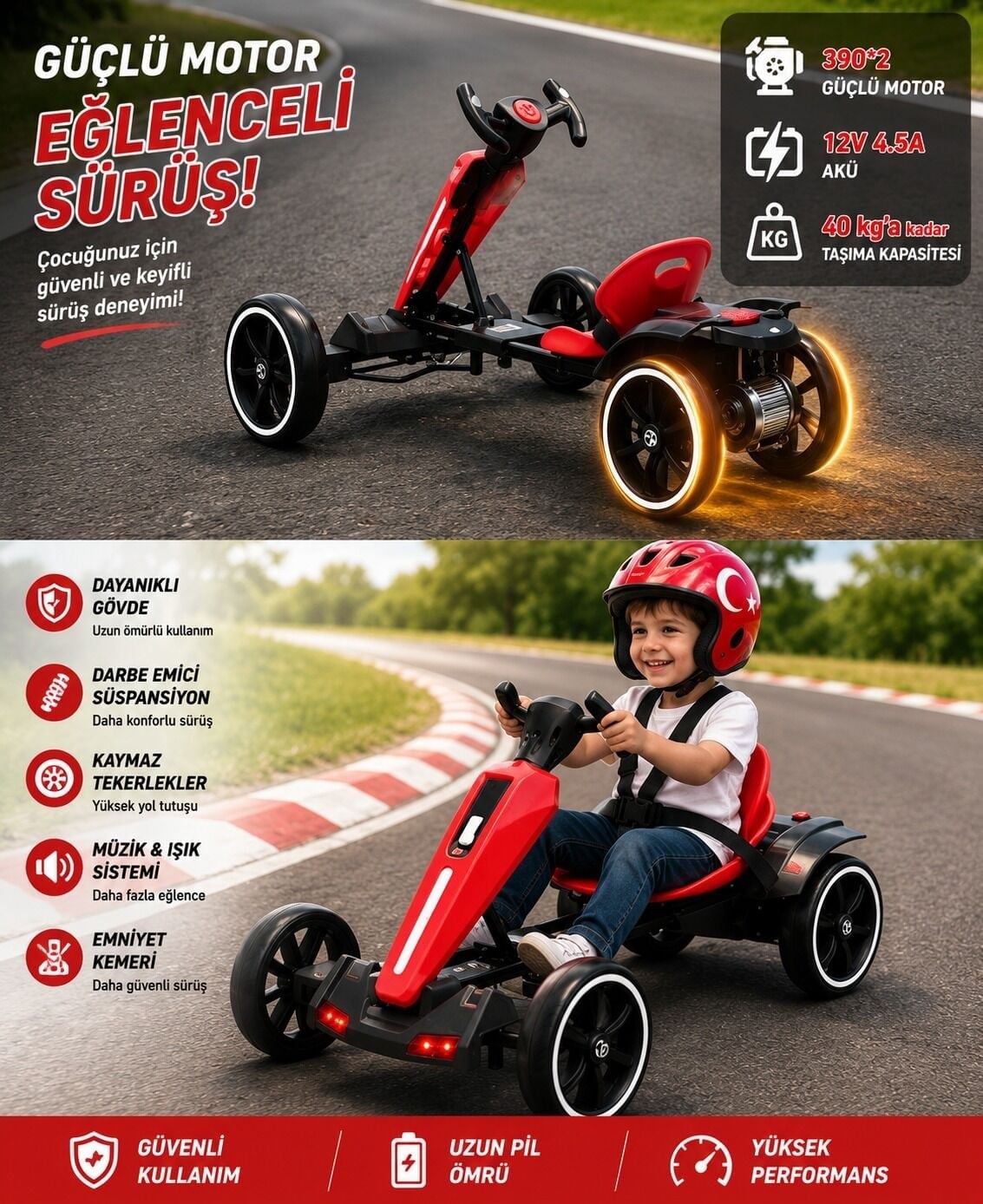 UJ Toys Go Kart 12 V Akülü Araba