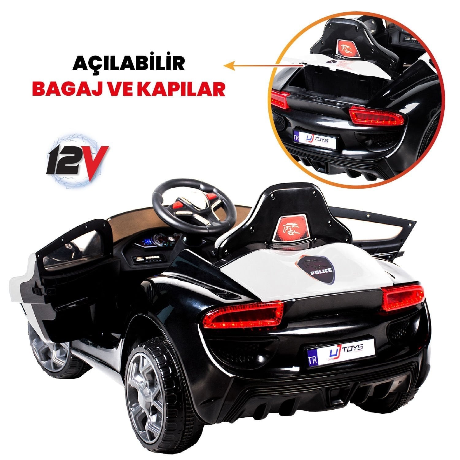 Uj Toys Jagor Uzaktan Kumandalı 12 Volt  Akülü Araba Polis