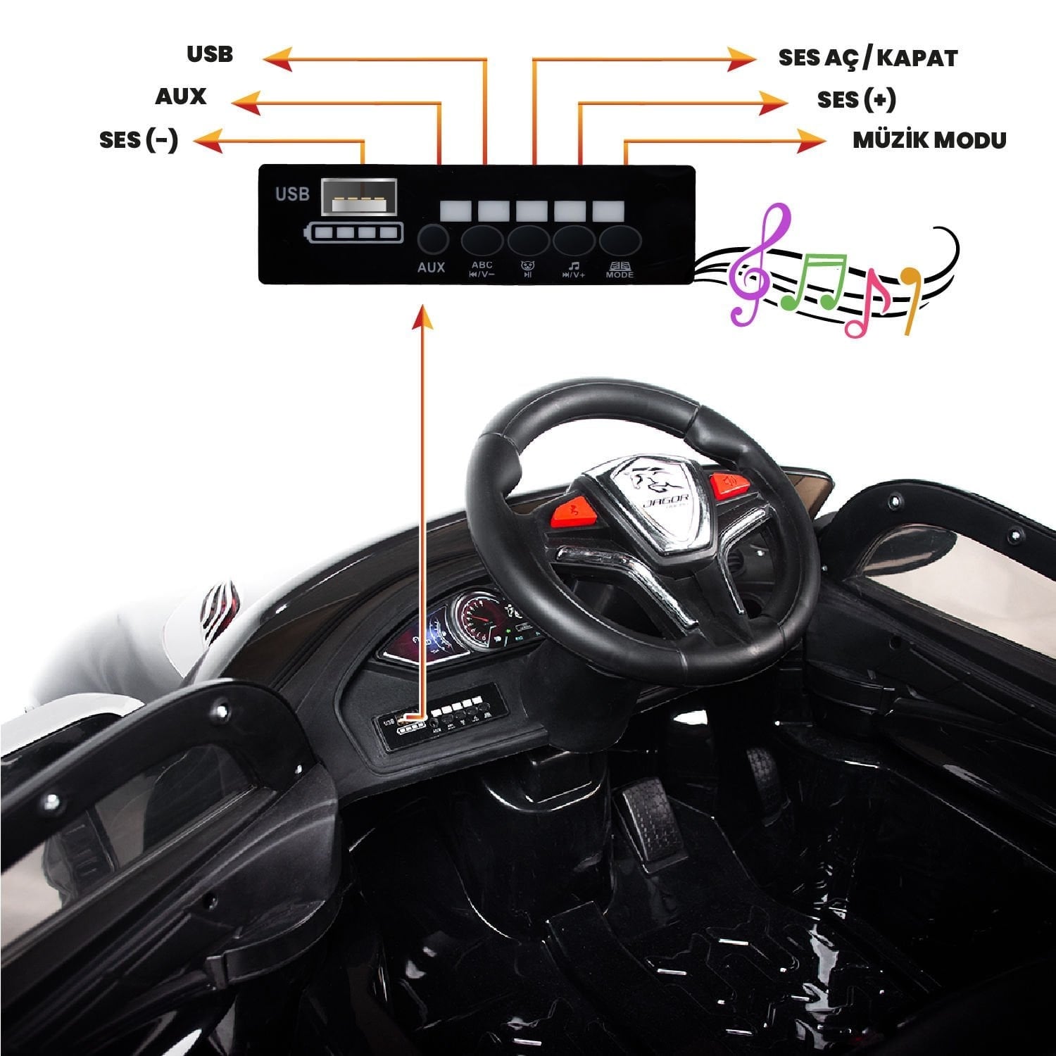 Uj Toys Jagor Uzaktan Kumandalı 12 Volt  Akülü Araba Polis