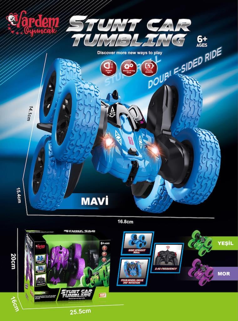 Vardem Uzaktan Kumandalı Full Fonksiyon Şarjlı 2.4 Ghz 6 Teker Akrobat Araba