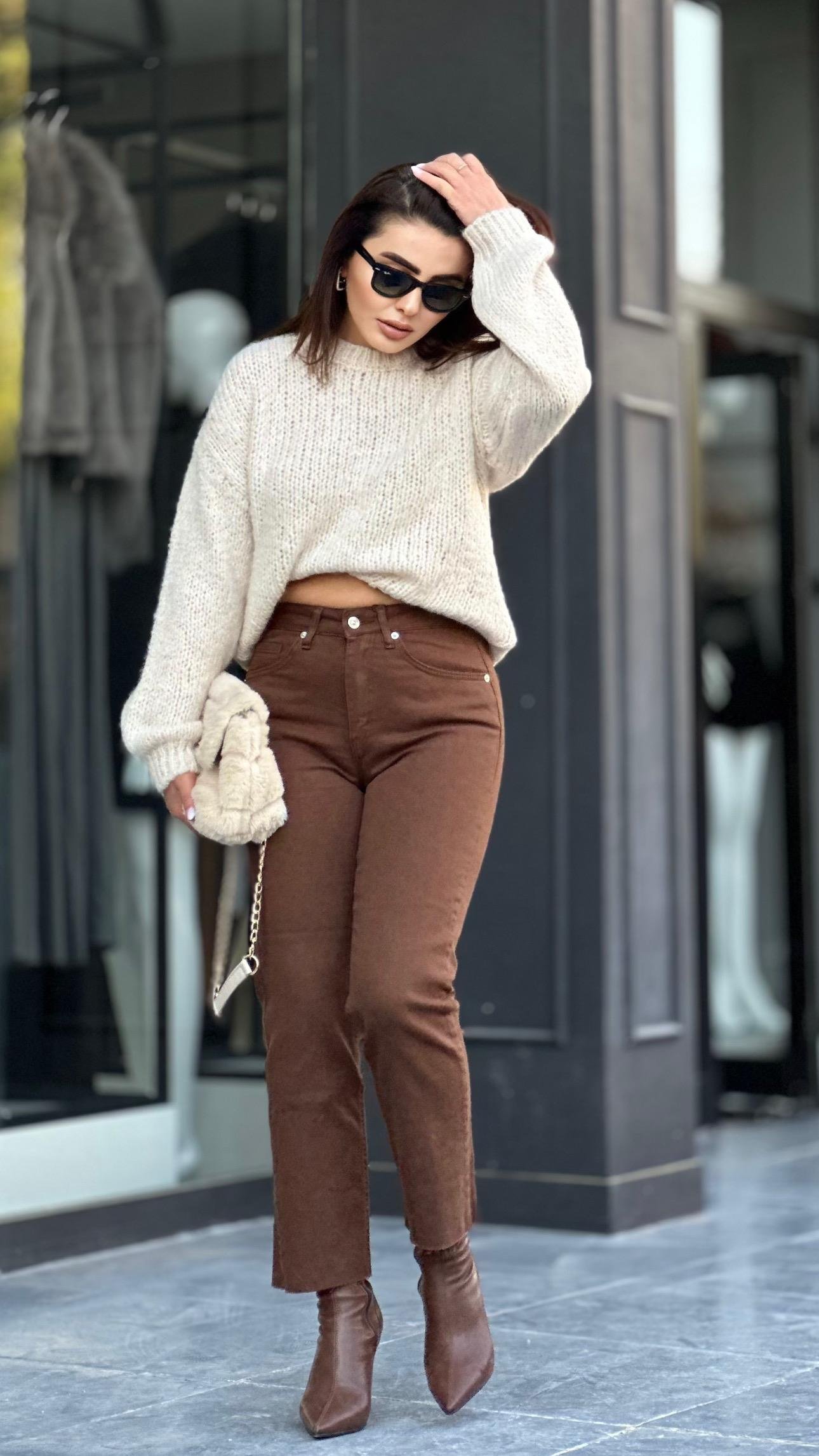 Acı Kahve Boy Fit Jean 