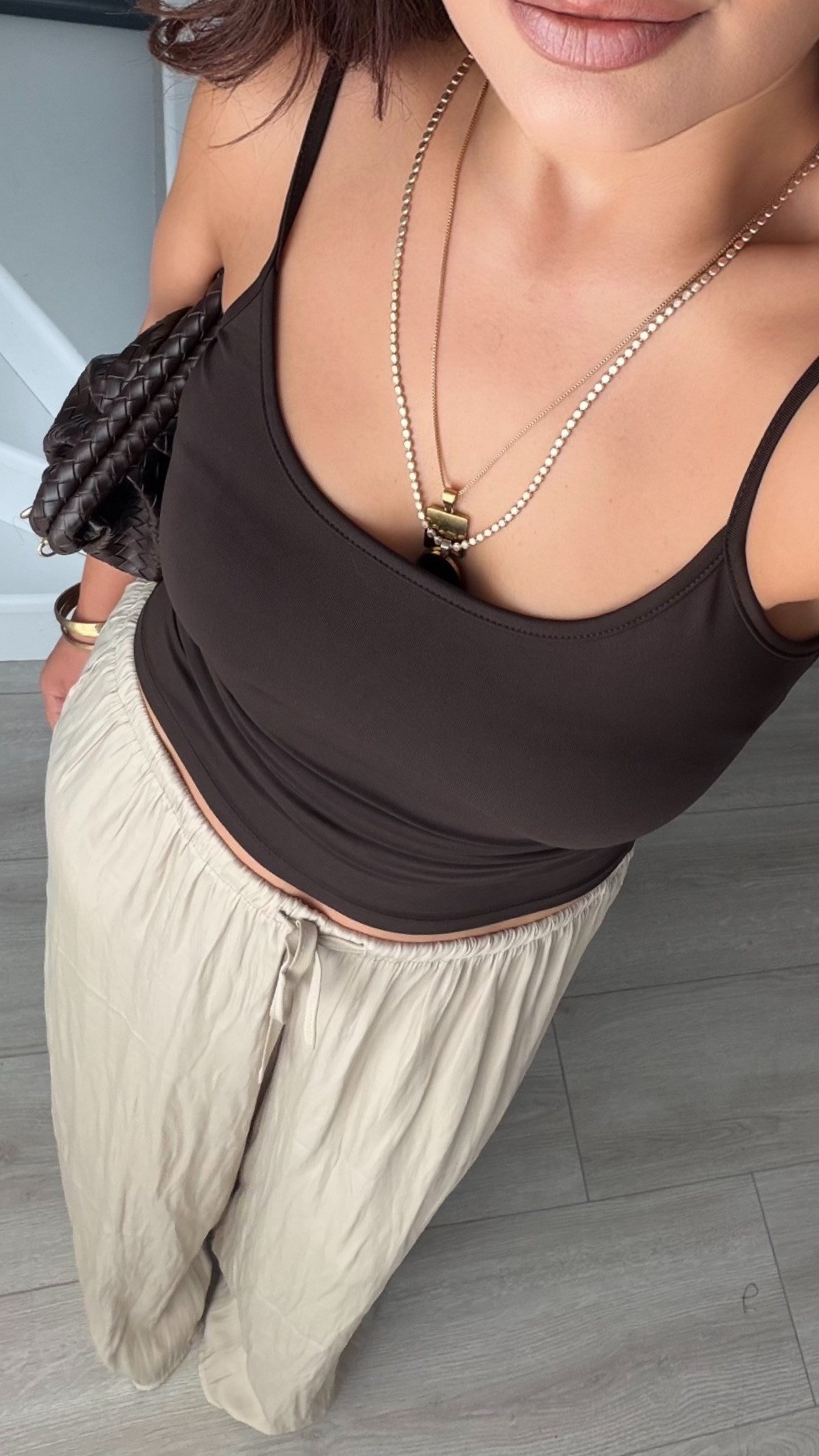 Bitter Brown Thin Strap Polyamide Camisole