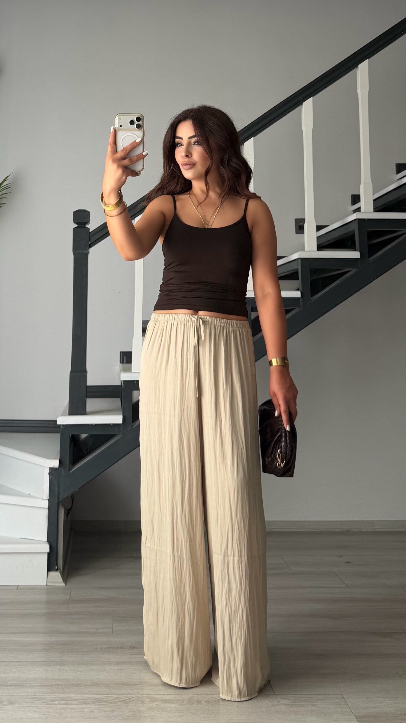 Bitter Brown Thin Strap Polyamide Camisole