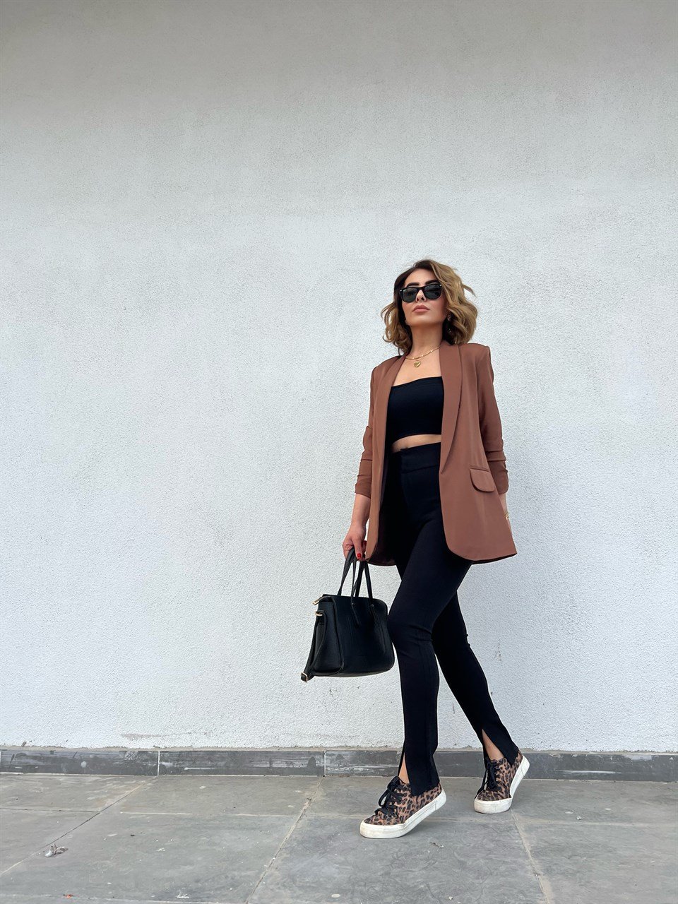 Acı Kahve Kol Büzgülü Blazer