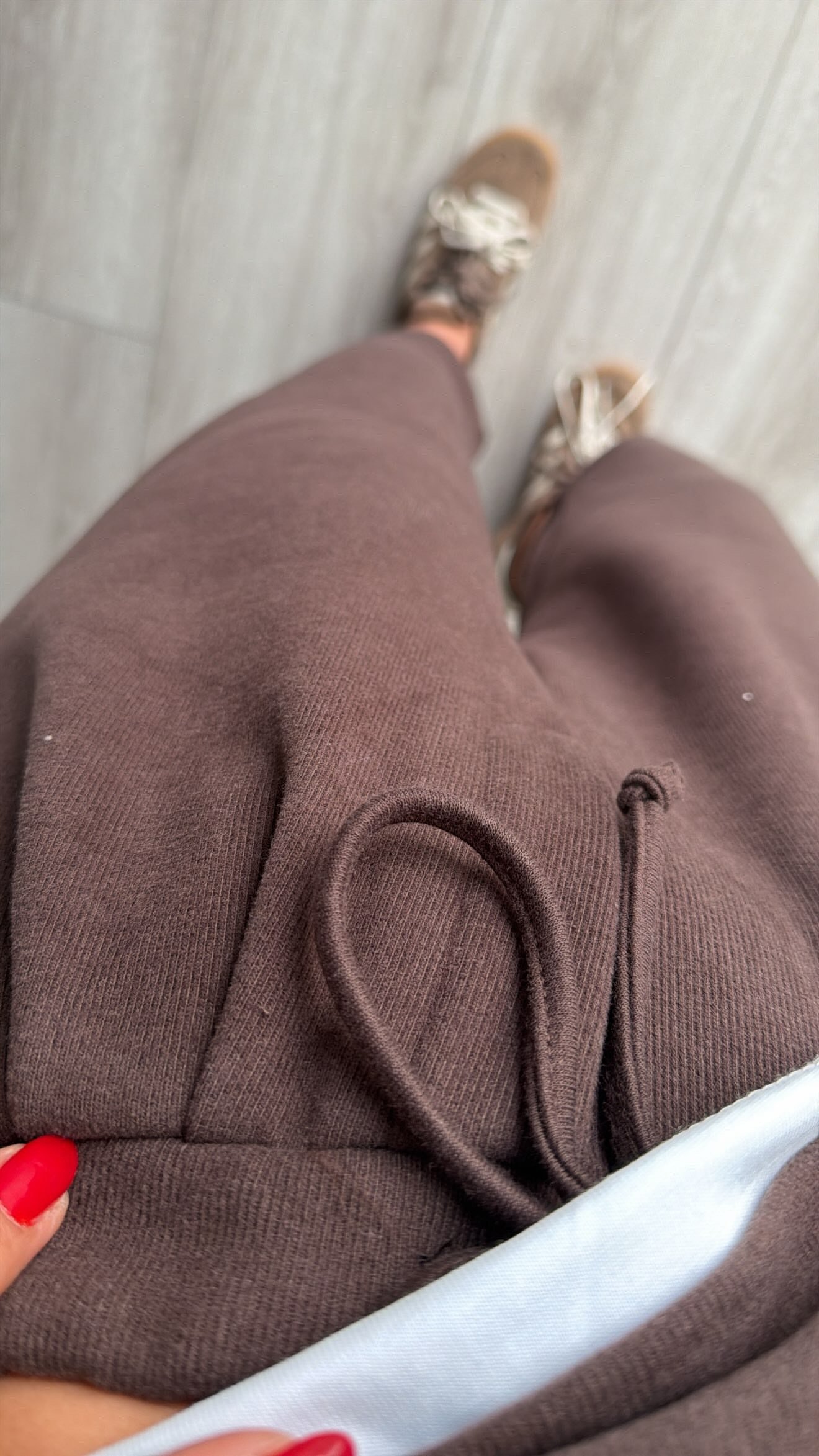 Dark Brown Contrast T-Shirt Detailed Knit Set