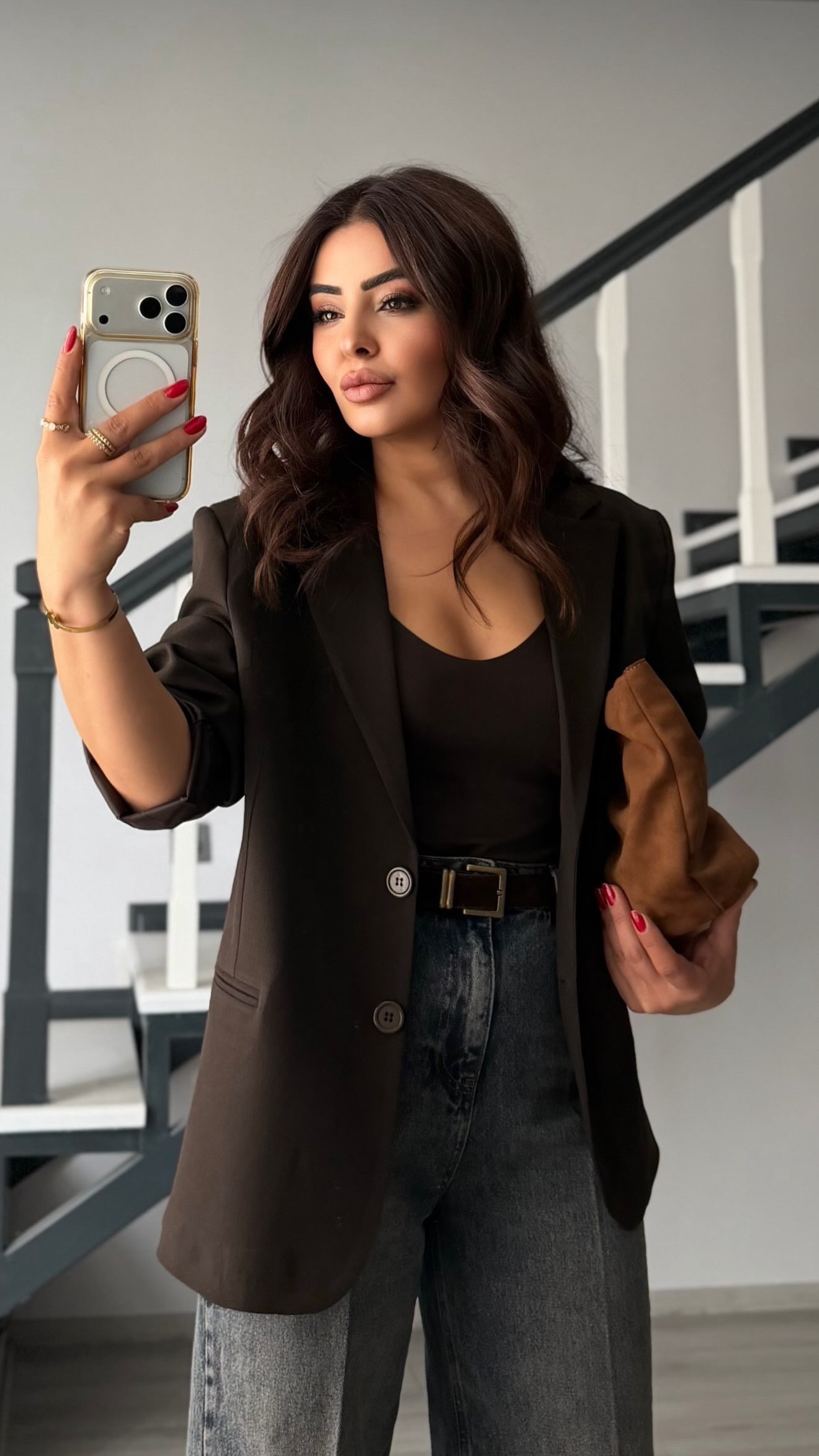 Dark Brown Oversized Blazer Jacket