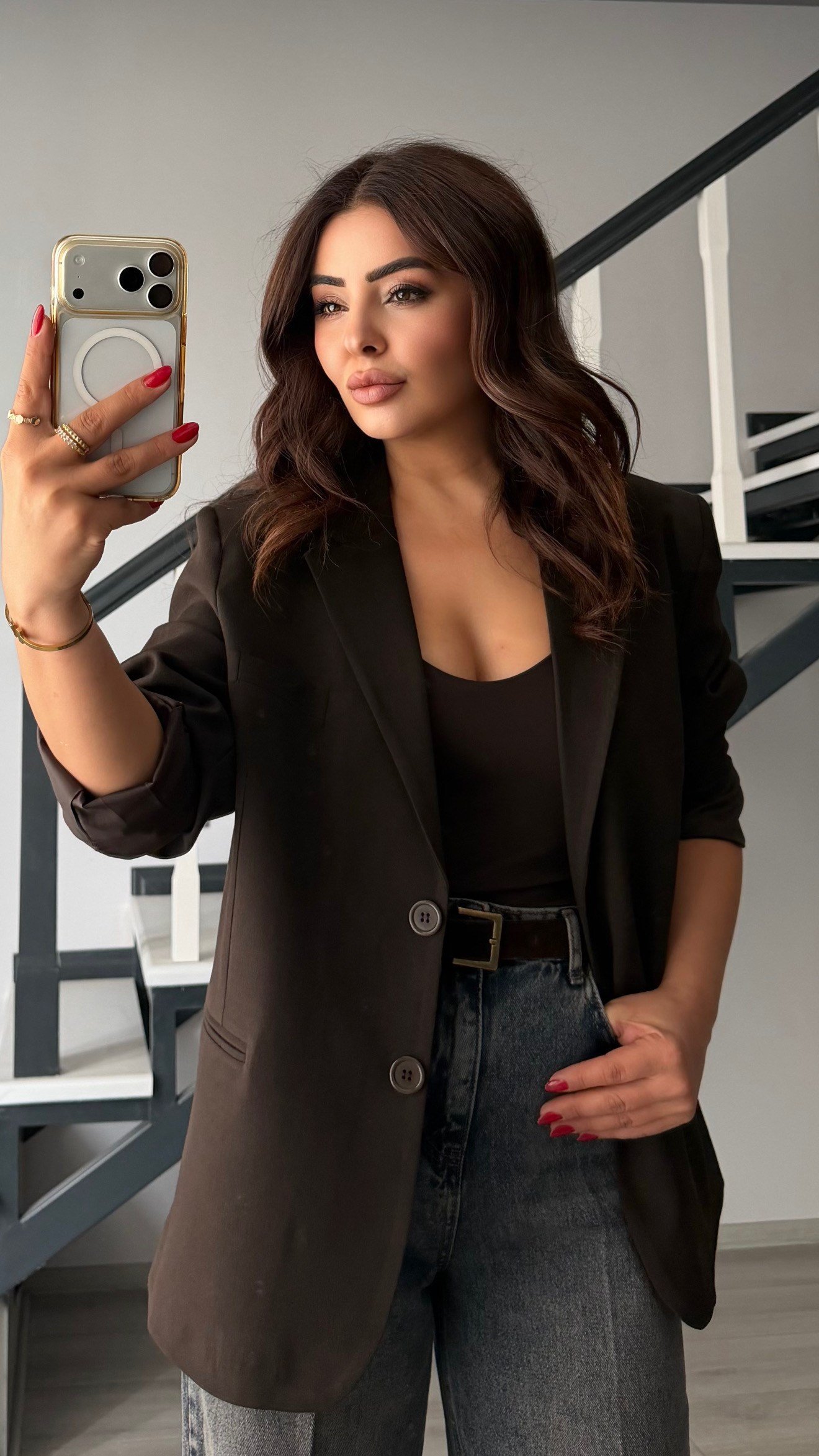 Dark Brown Oversized Blazer Jacket