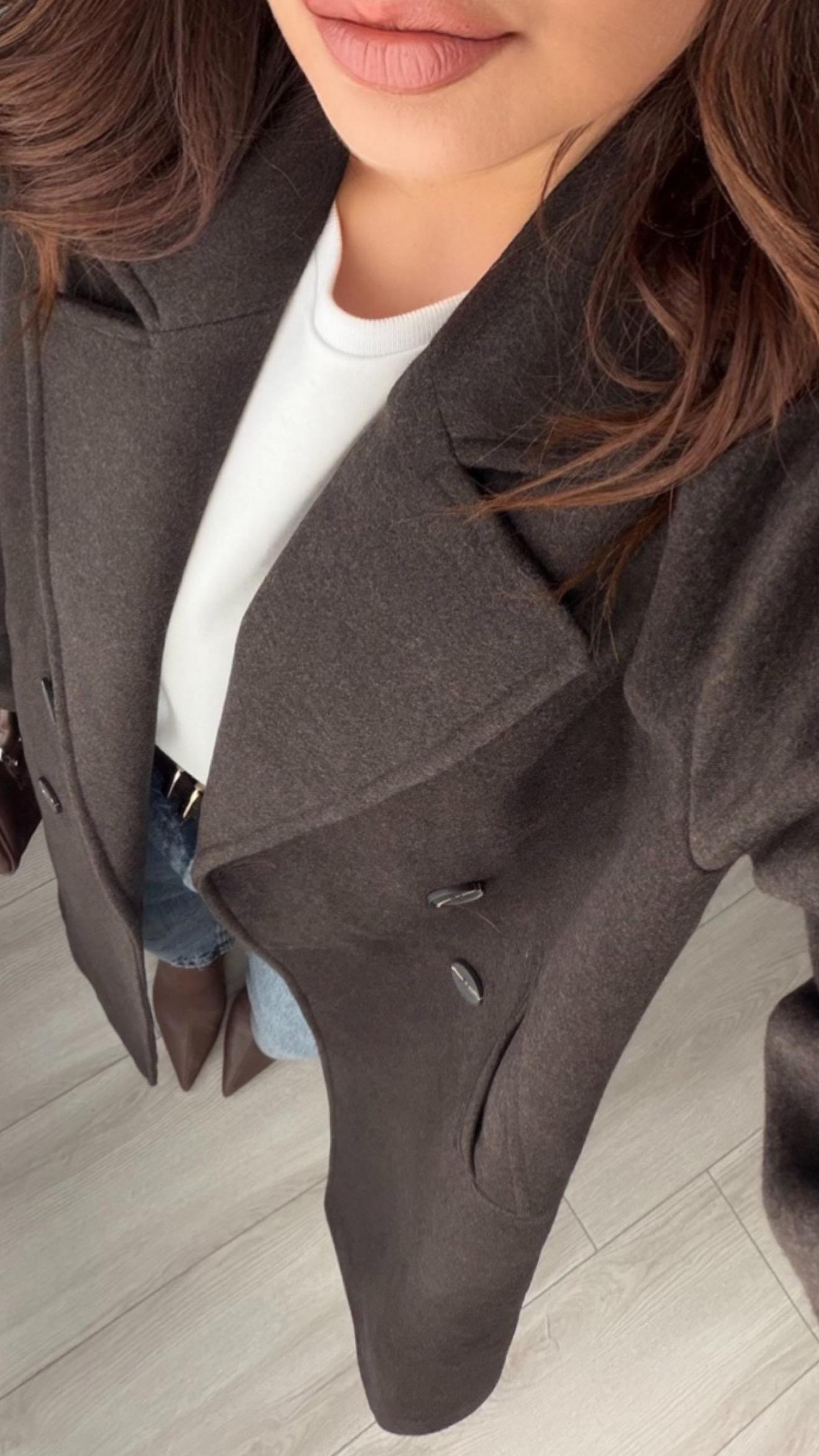 Acı Kahve Oversize Kaşe Kaban