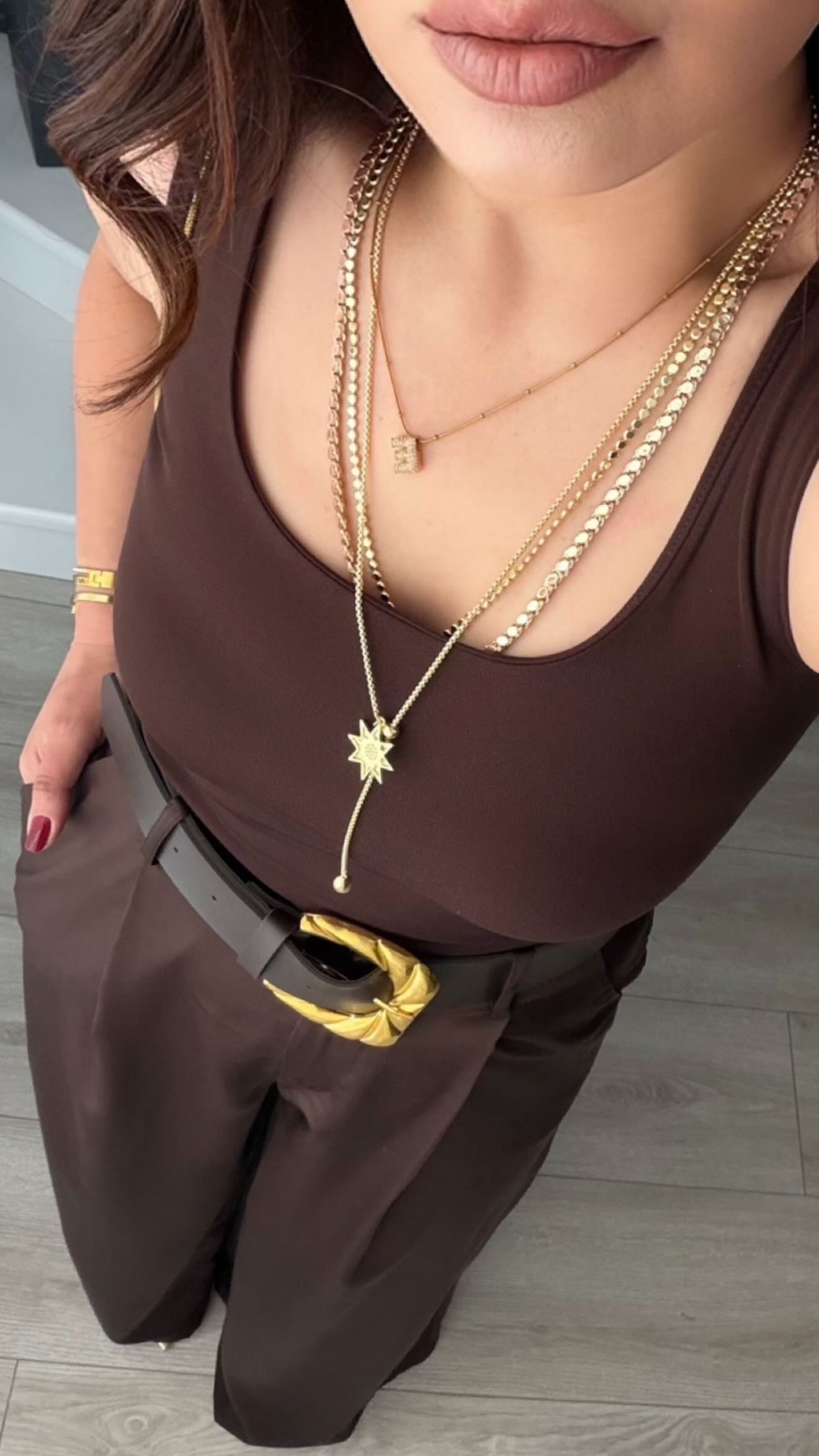 Acı Kahve Premium Kemerli Saten Pantolon
