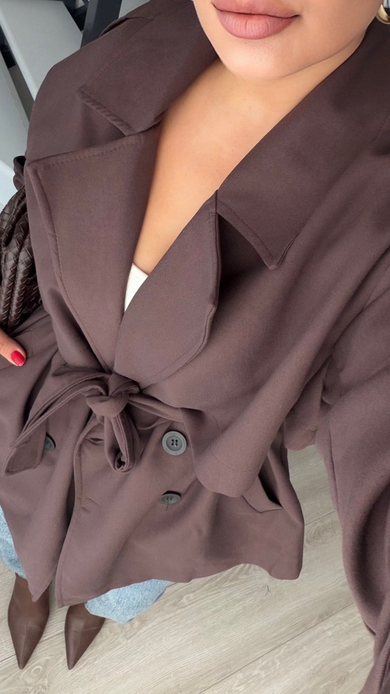 Acı Kahve Premium Kuşaklı Oversize Trençkot