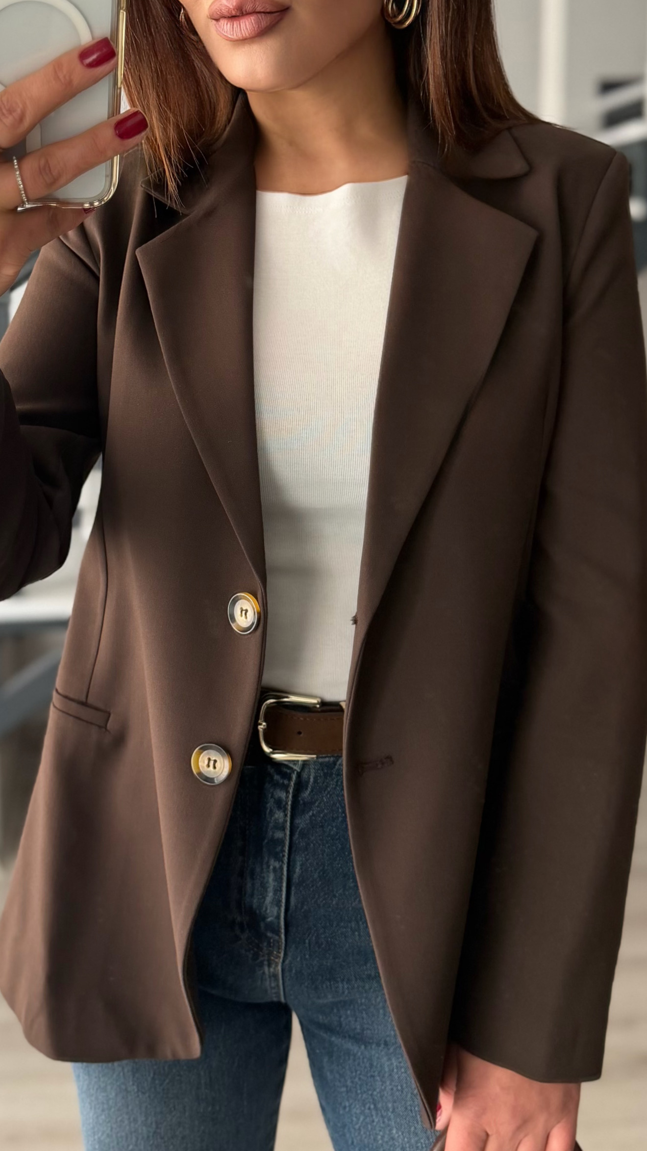 Acı Kahve Slim Fit Blazer Ceket