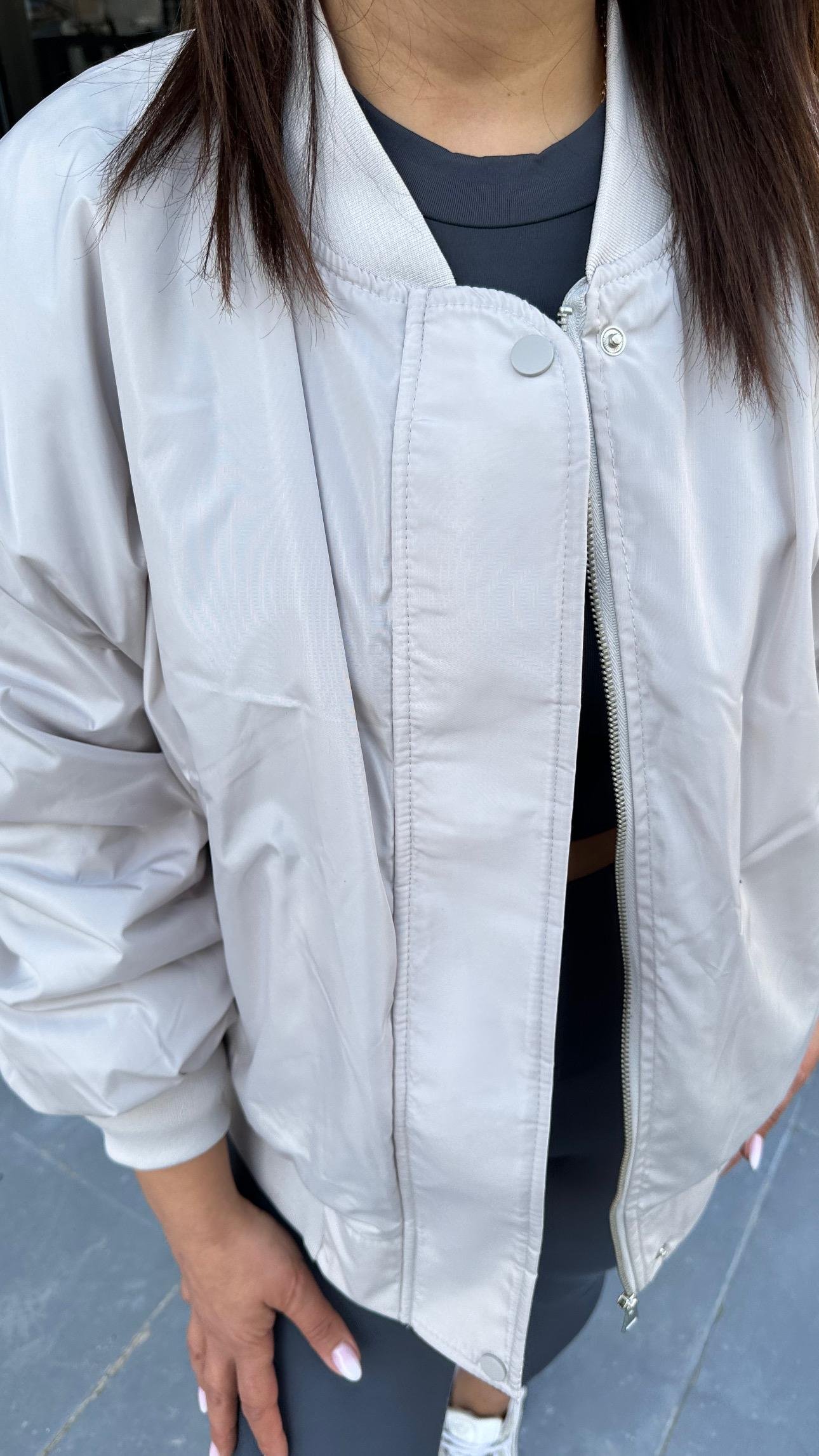 Açık Gri Bomber Ceket-Mont