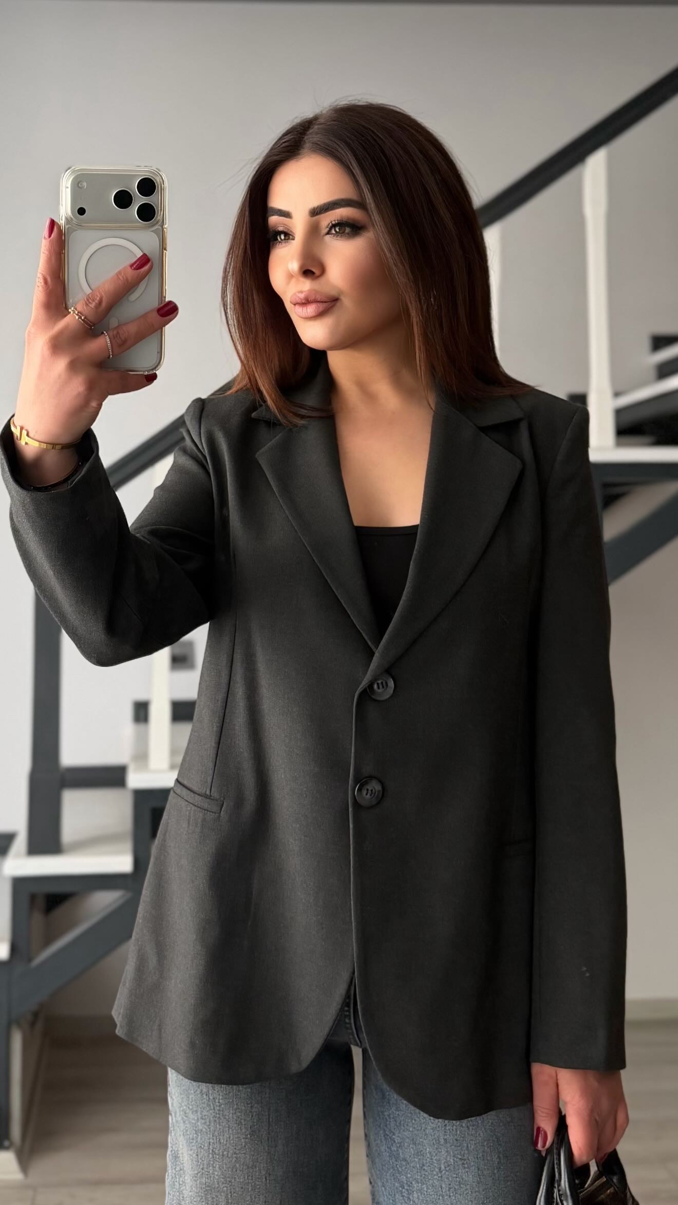 Antrasit Slim Fit Blazer Ceket