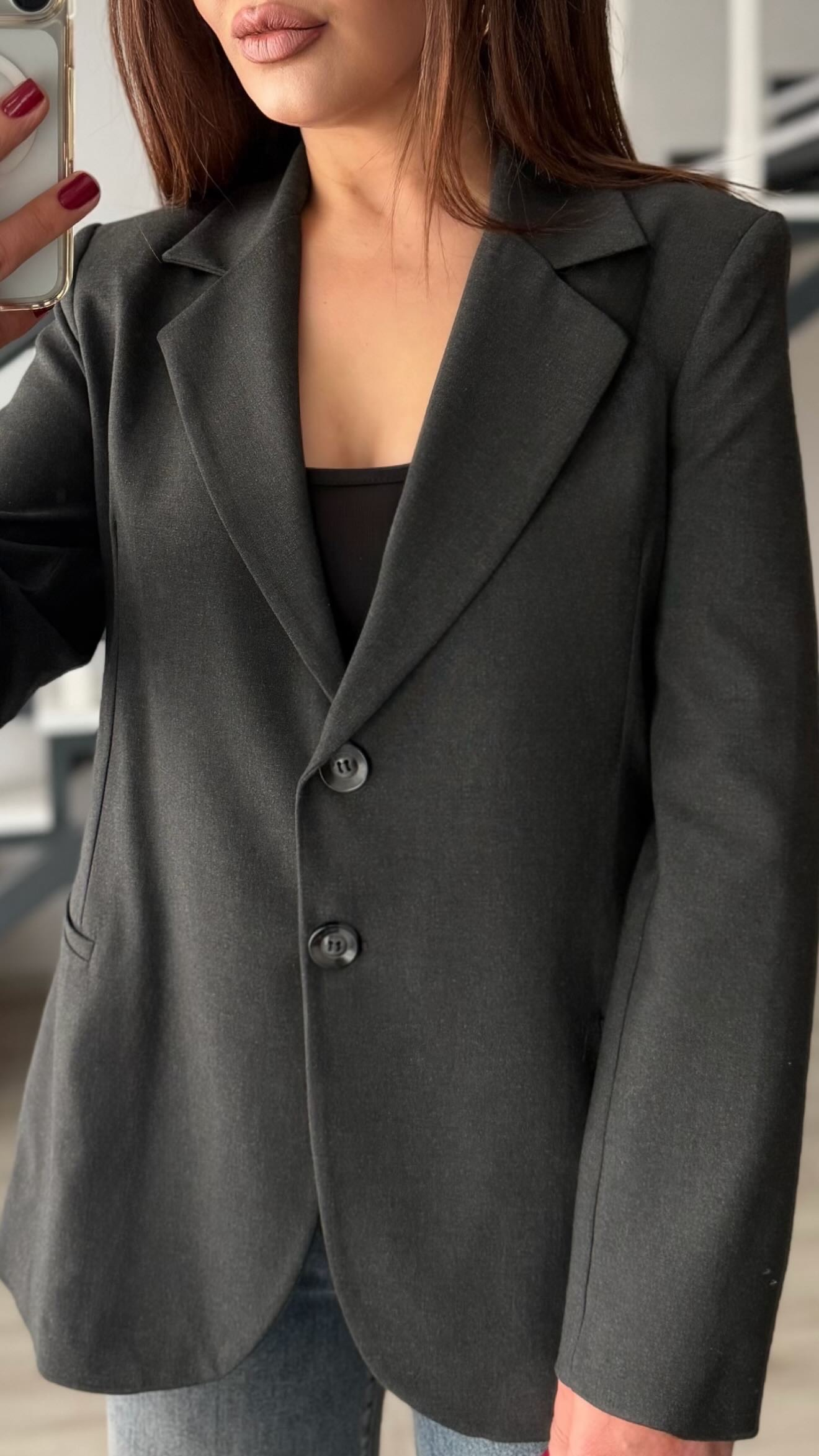 Antrasit Slim Fit Blazer Ceket