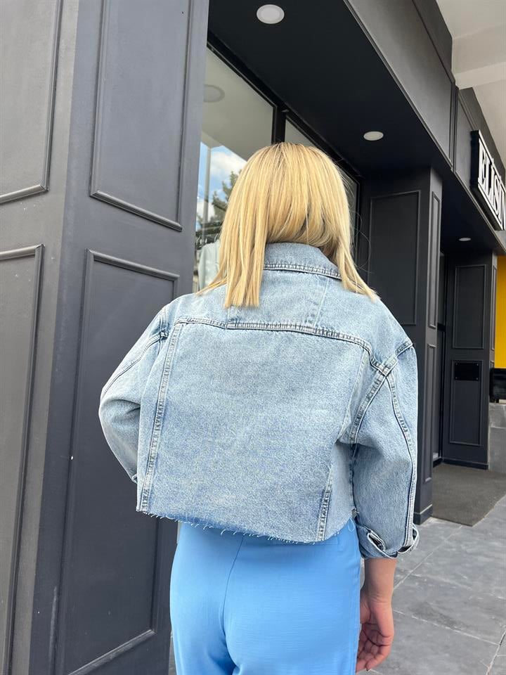 Basic Crop Denim Ceket