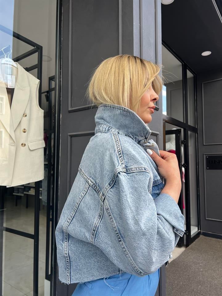Basic Crop Denim Ceket