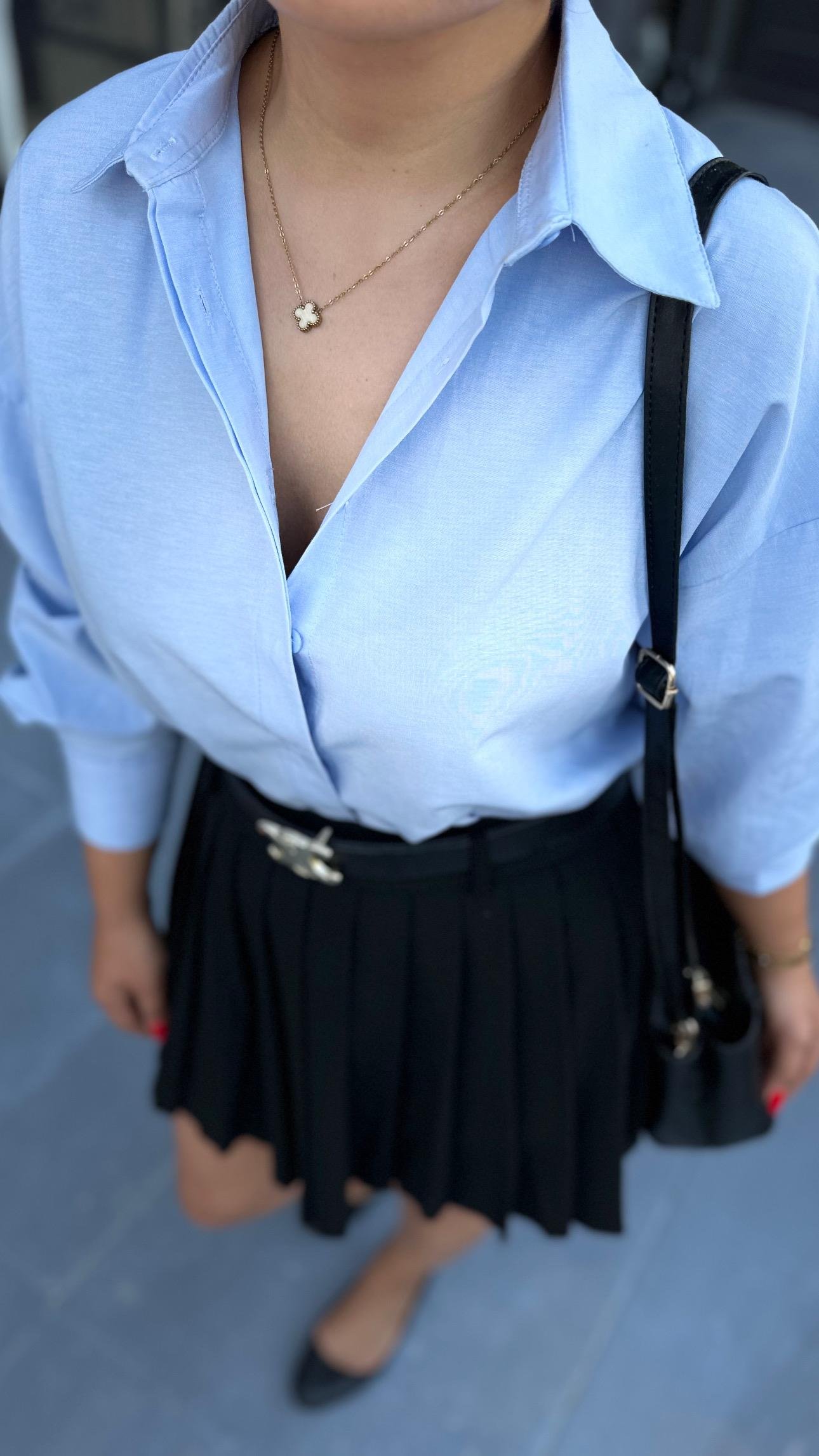 Bebe Mavi Oversize Gömlek 