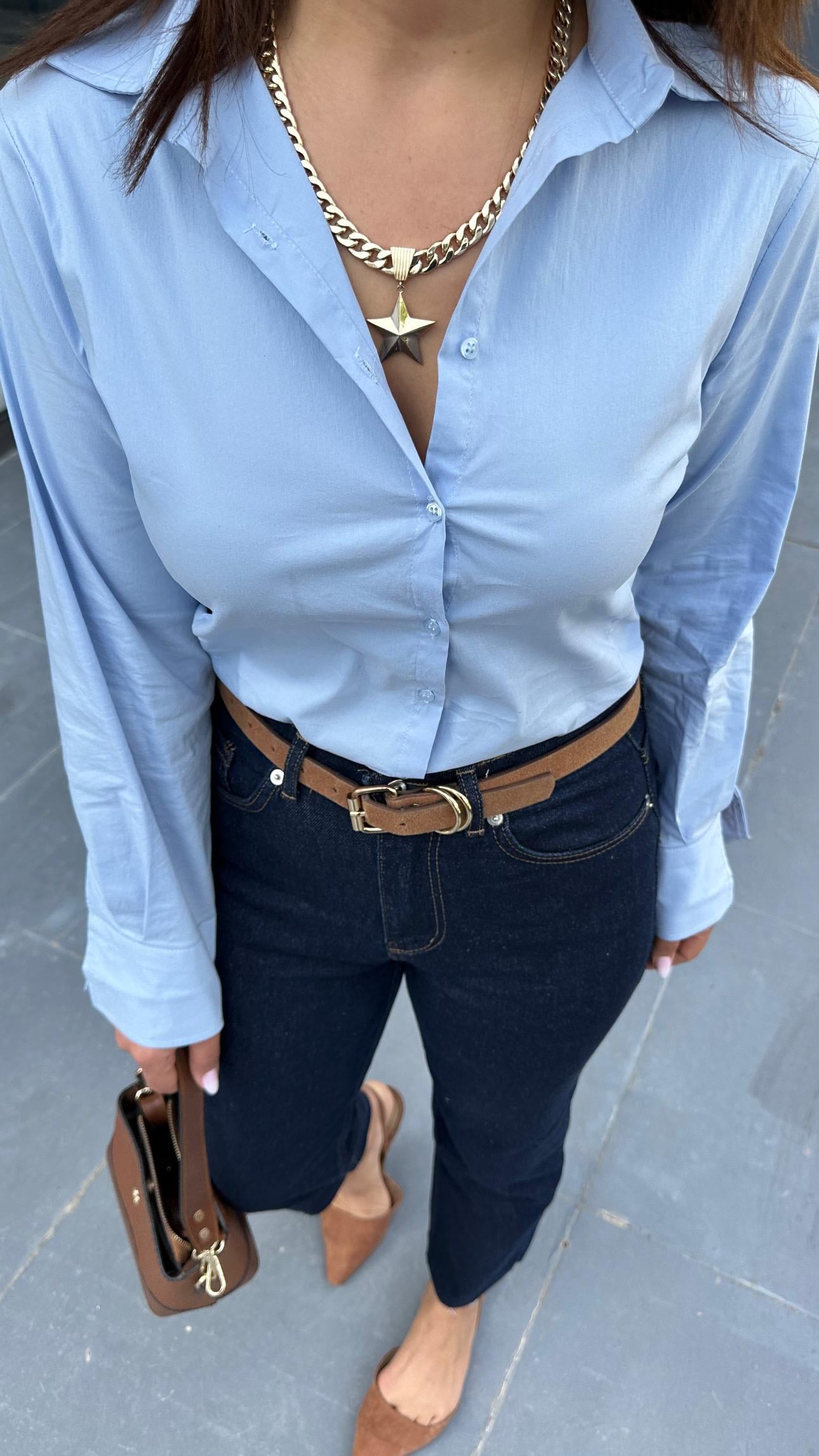 Bebe Mavi Slim Fit Pamuklu Gömlek 
