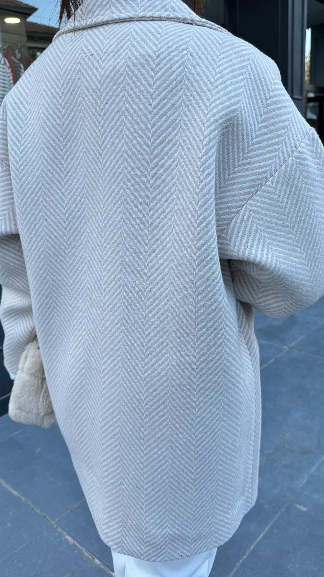 Bej Kaşe Oversize Kaban 