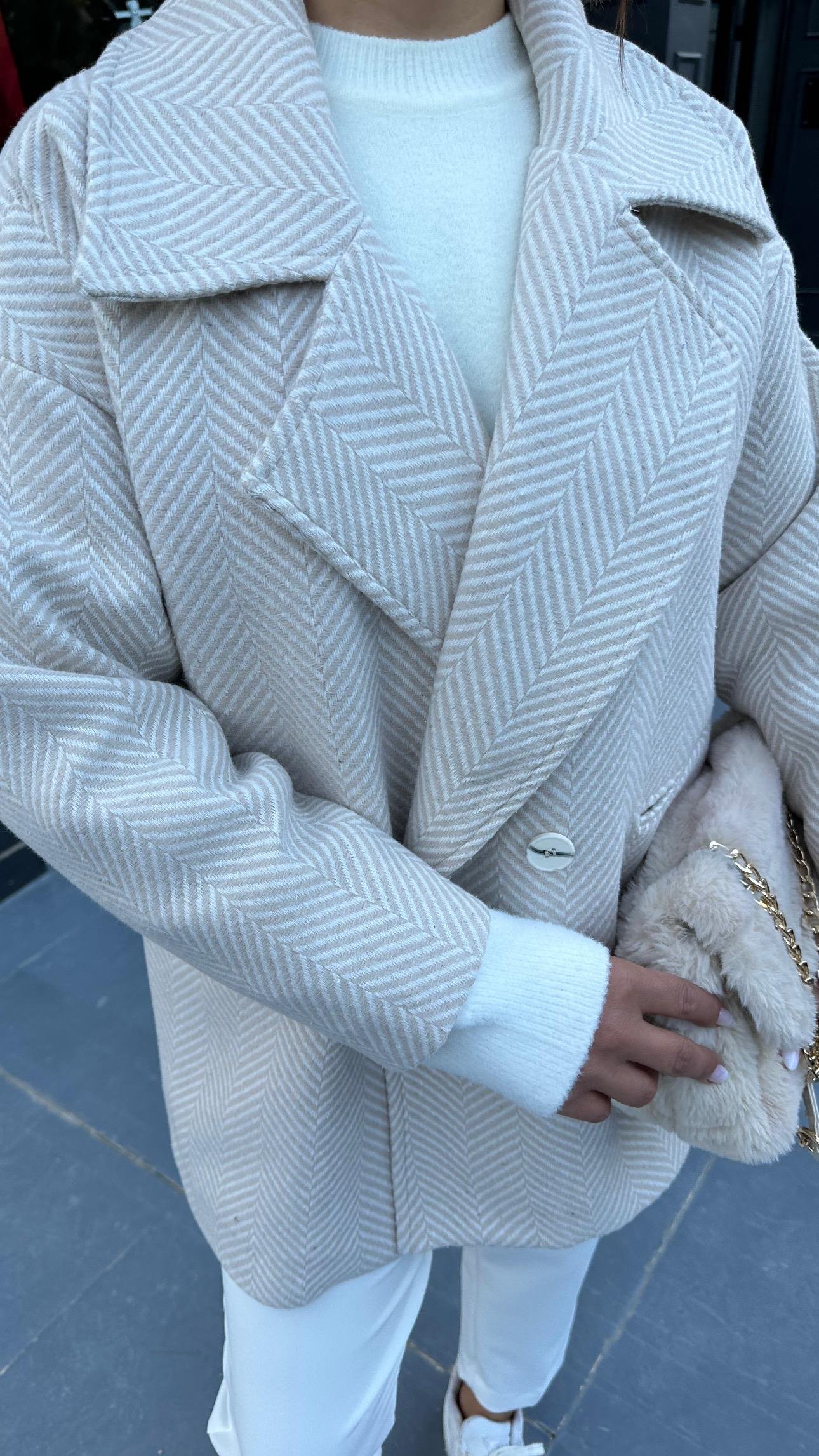Bej Kaşe Oversize Kaban 