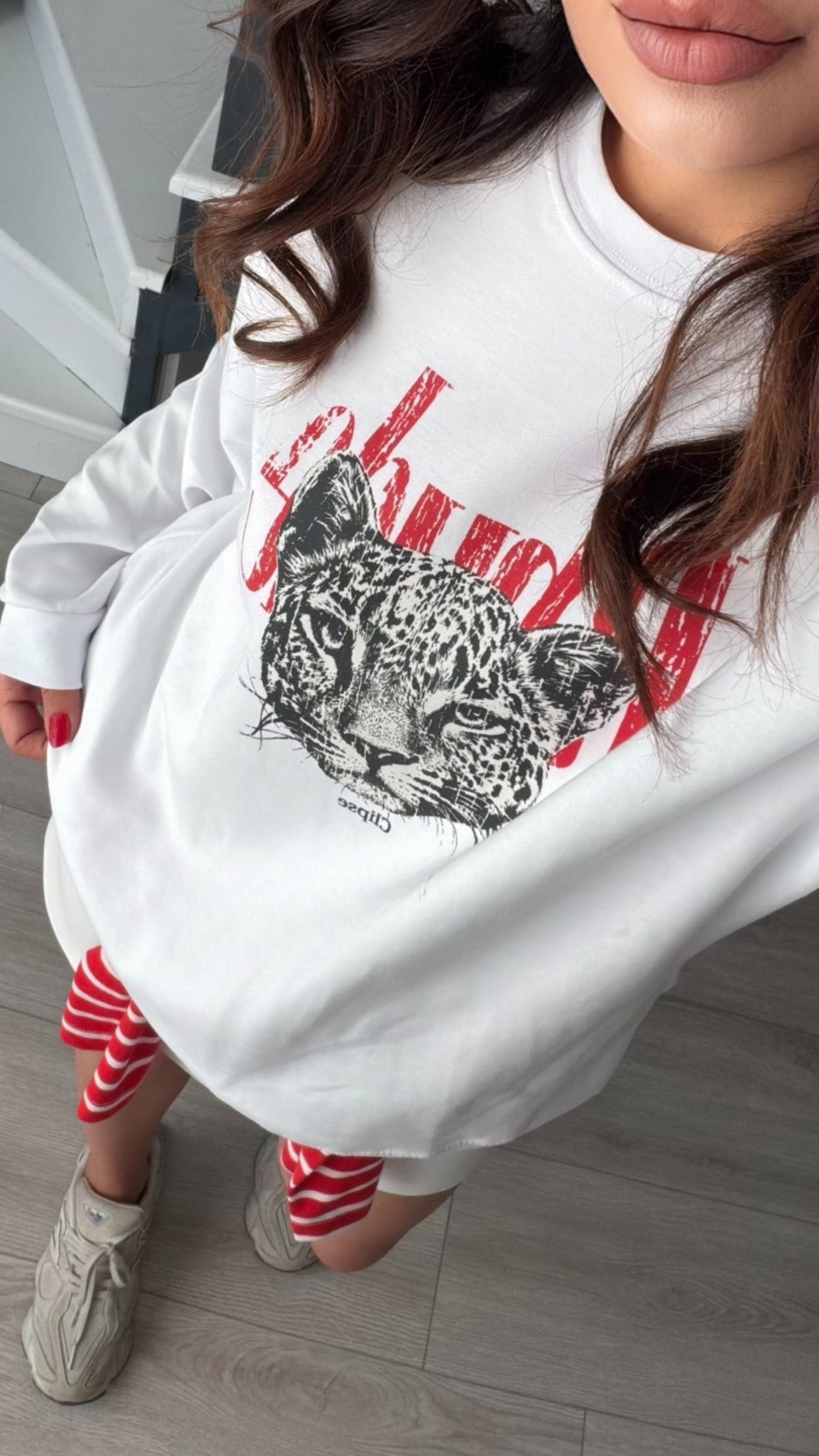 Beyaz Baskılı 2 İplik Sweatshirt