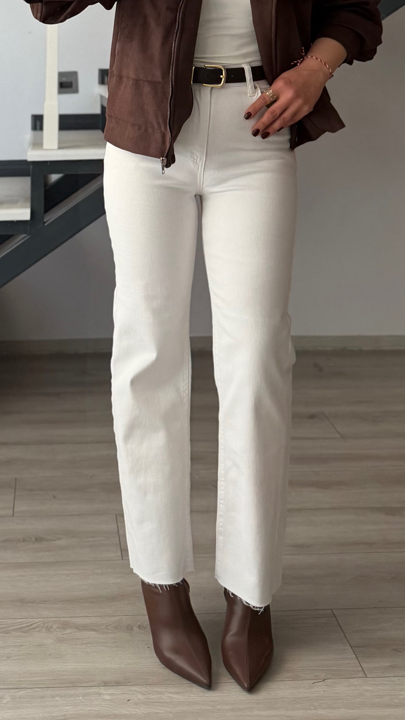 Beyaz Full Likra Boy Fit Jean