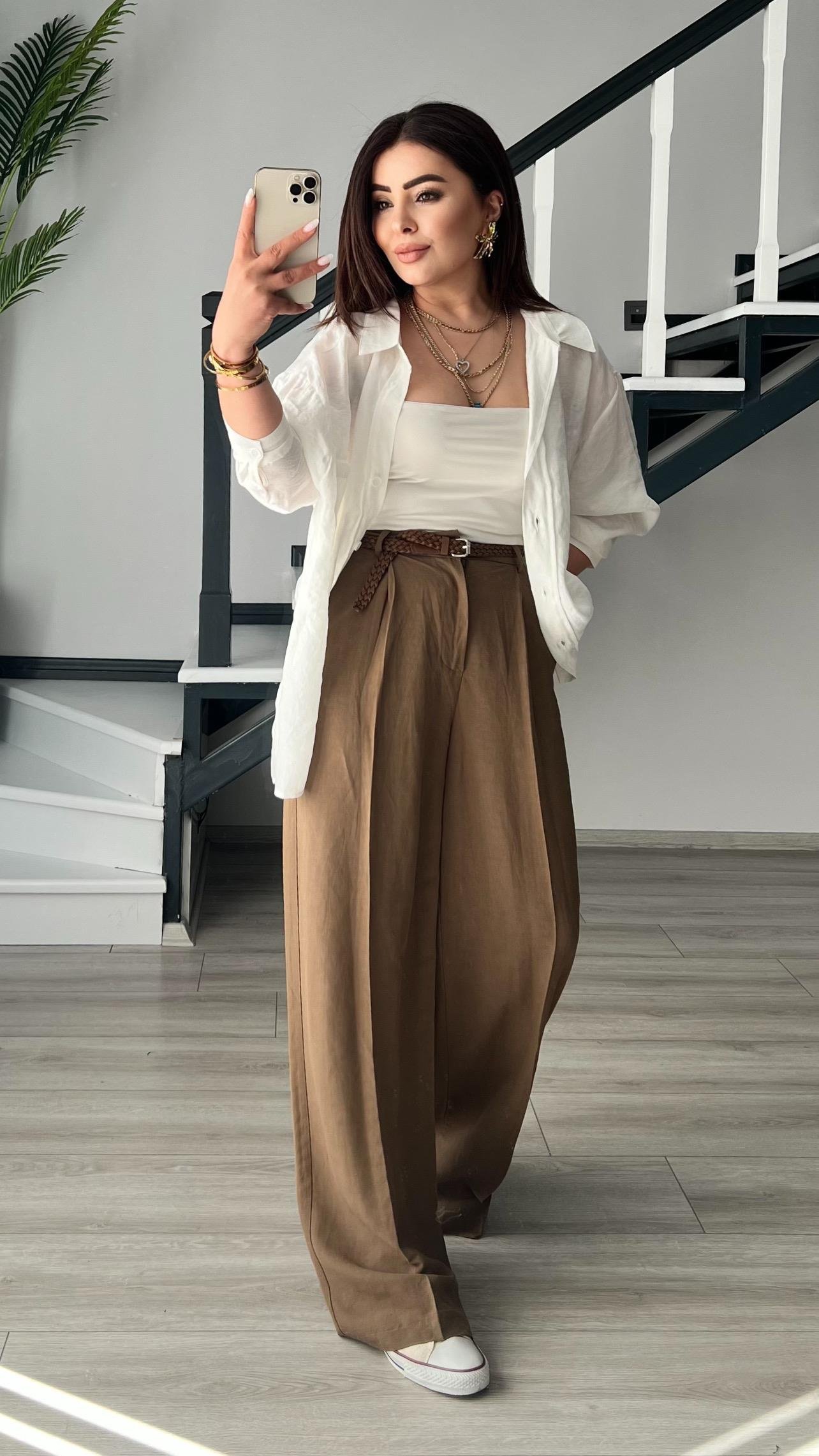 Beyaz Oversize Tensel Gömlek 